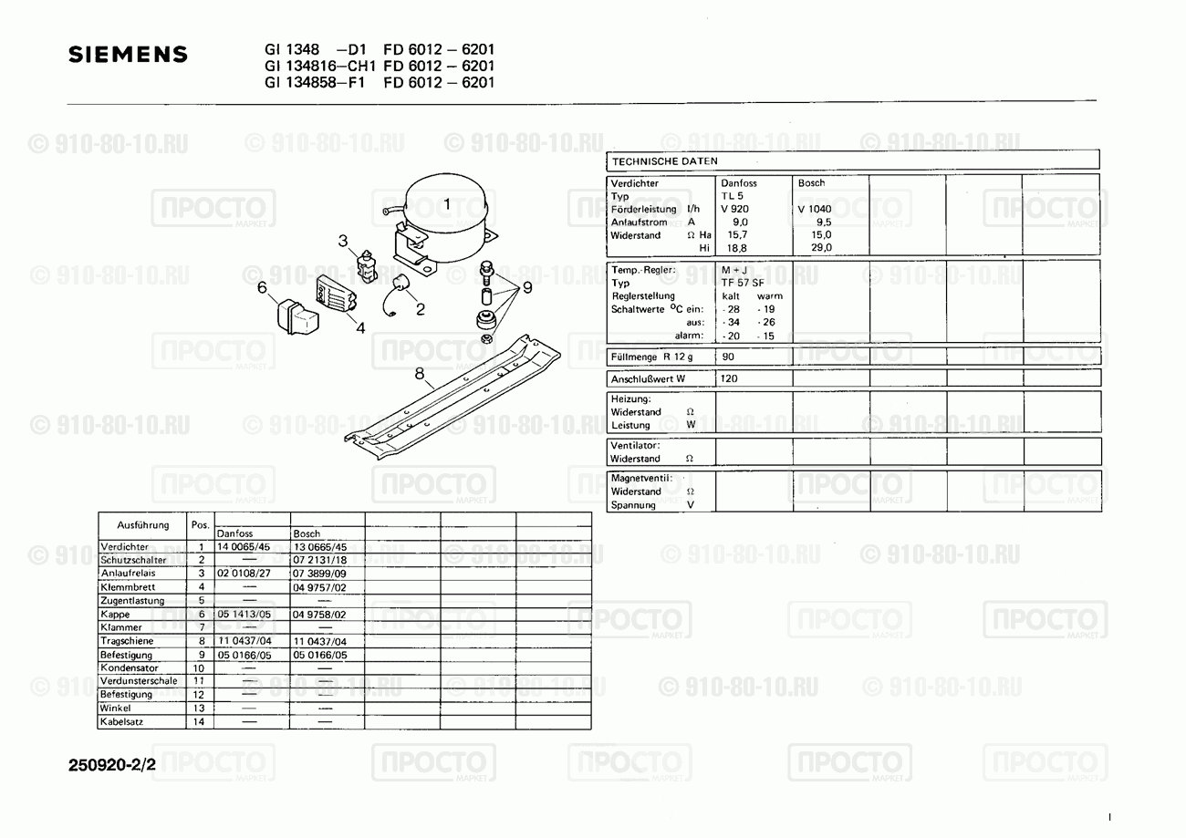 Холодильник Siemens GI134858(01) - взрыв-схема