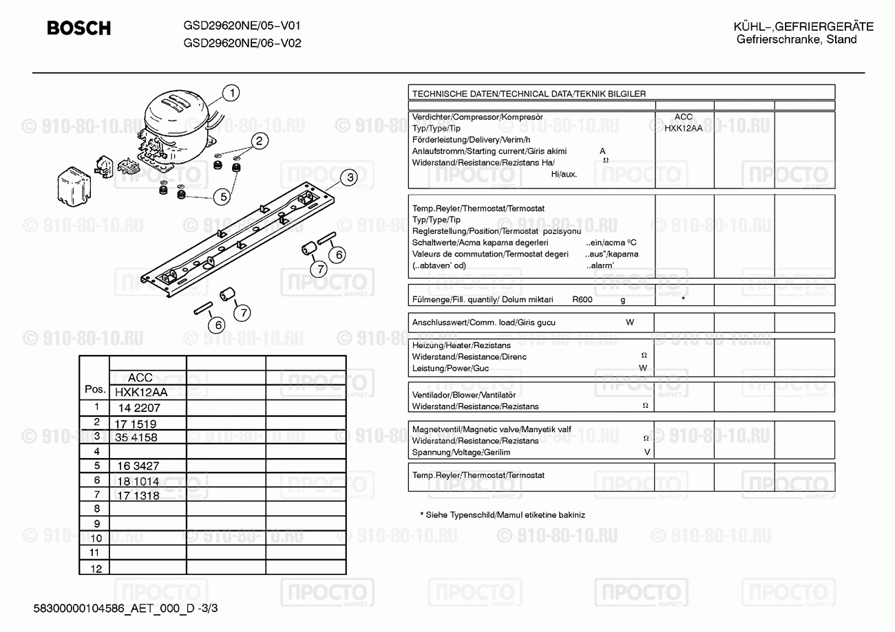 Холодильник Bosch GSD29620NE/06 - взрыв-схема
