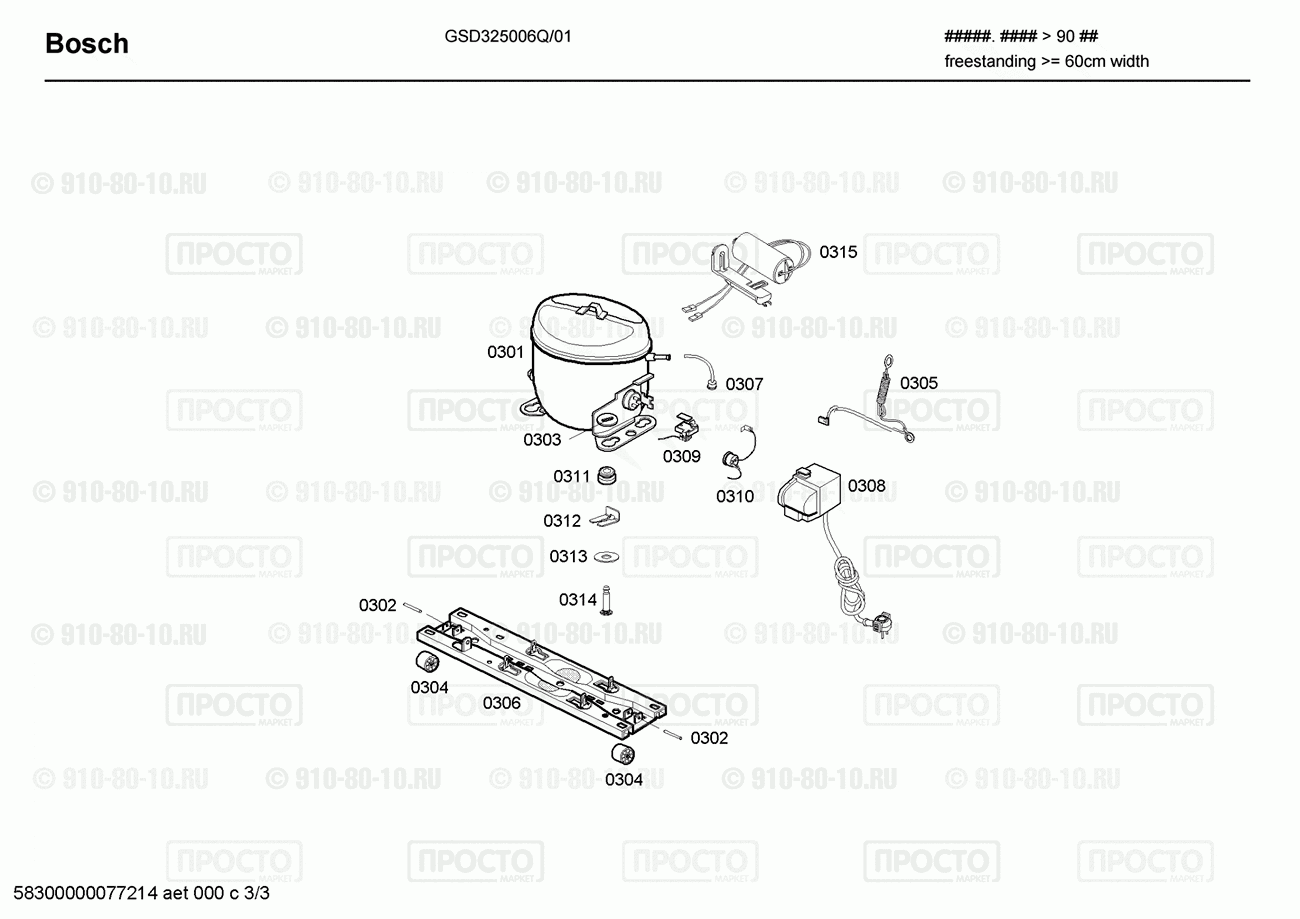 Холодильник Bosch GSD325006Q/01 - взрыв-схема