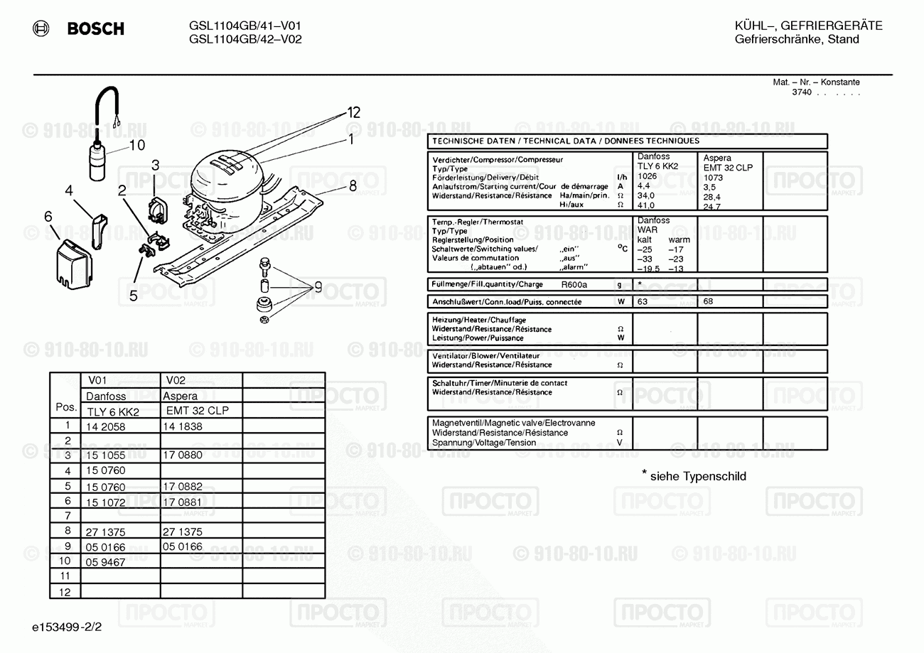 Холодильник Bosch GSL1104GB/41 - взрыв-схема