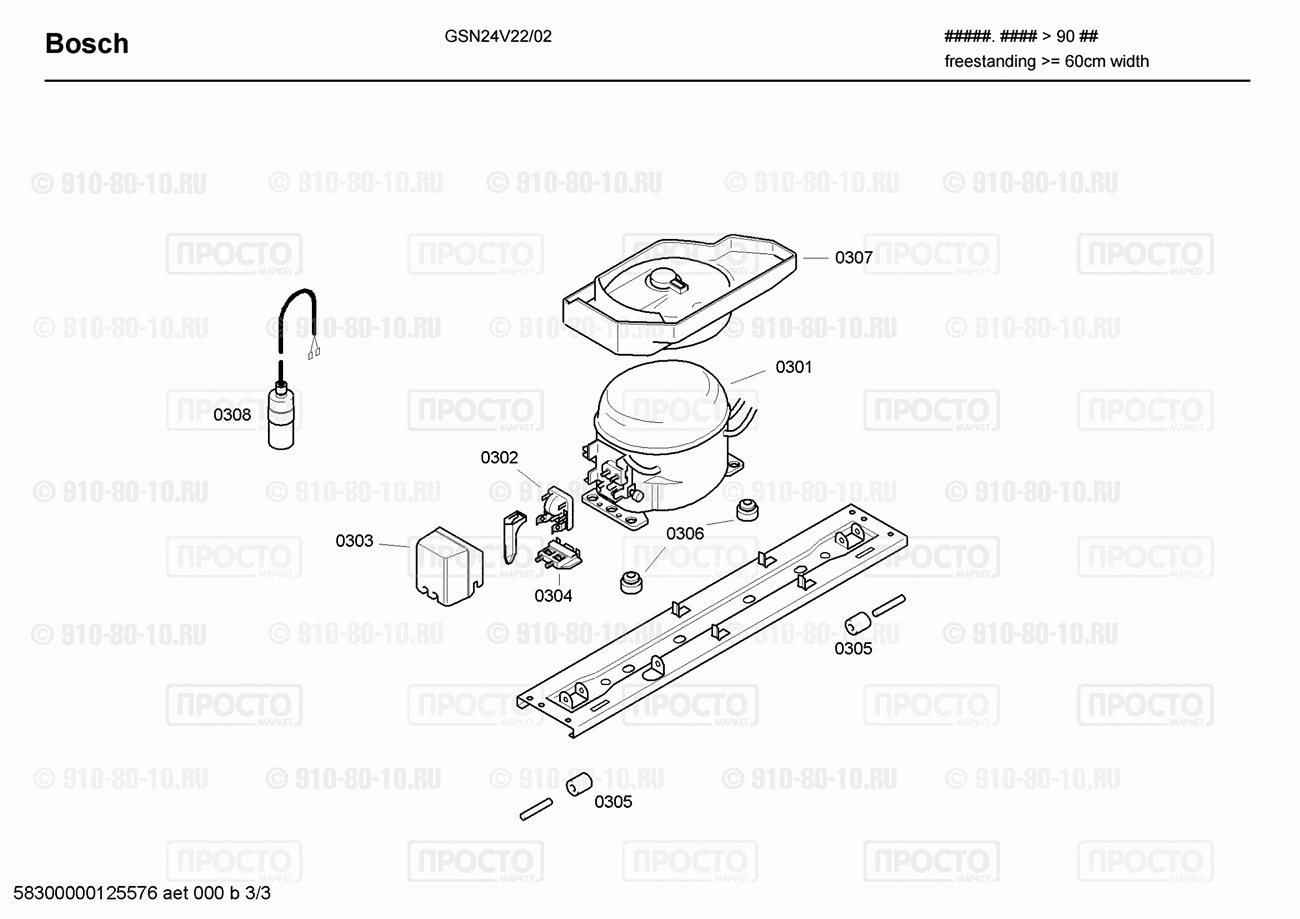Холодильник Bosch GSN24V22/02 - взрыв-схема