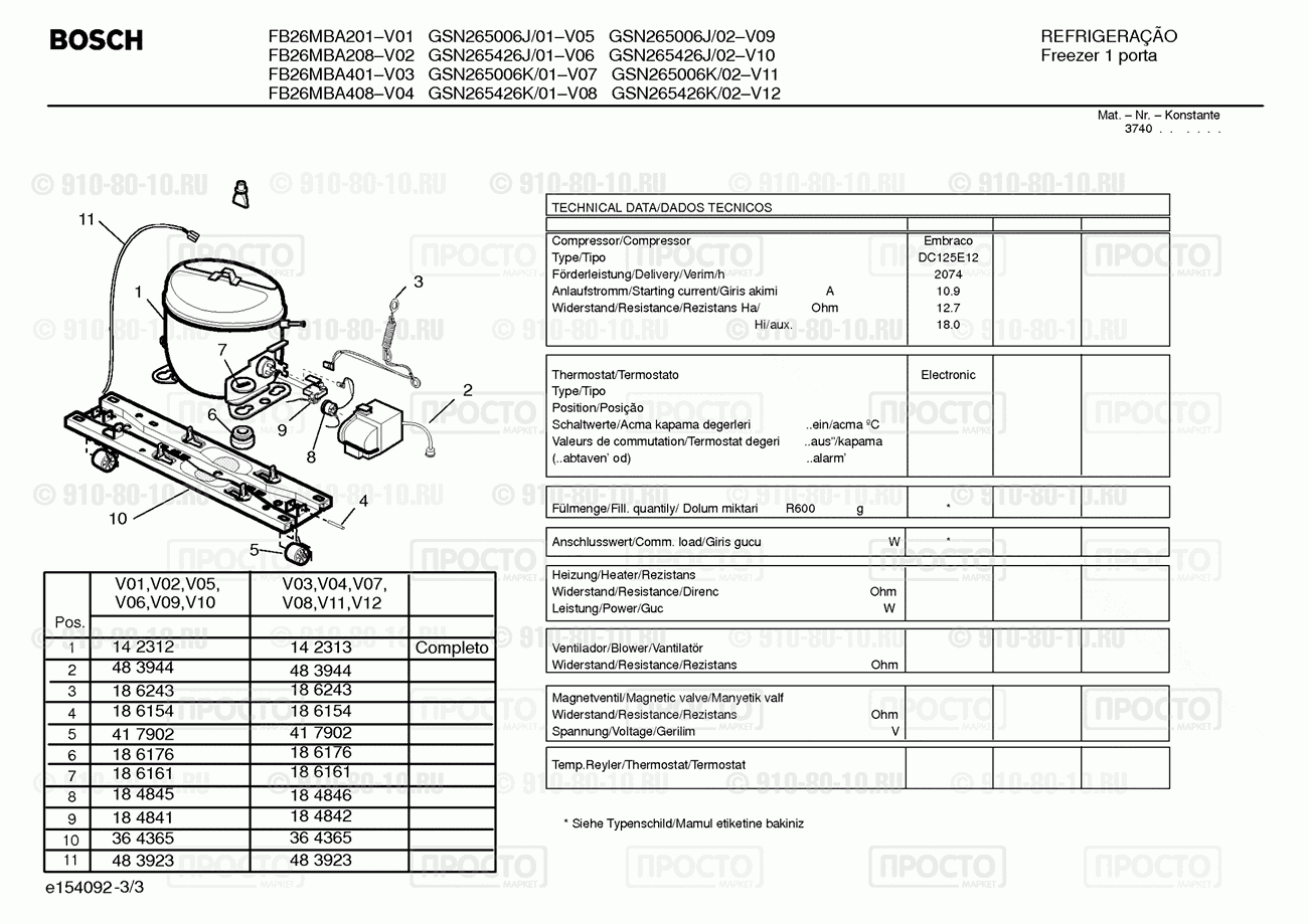 Холодильник Bosch GSN265006J/02 - взрыв-схема