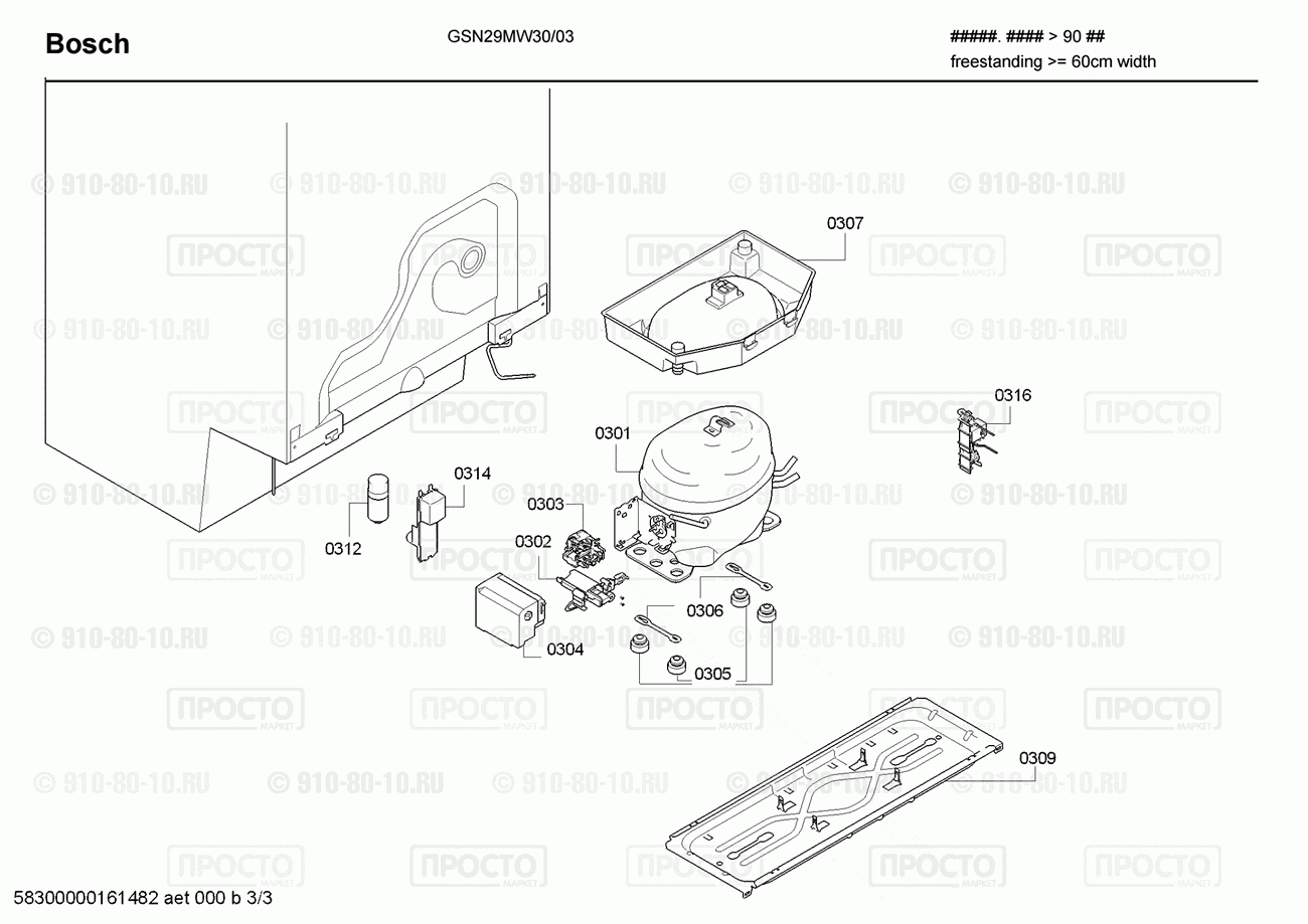 Холодильник Bosch GSN29MW30/03 - взрыв-схема