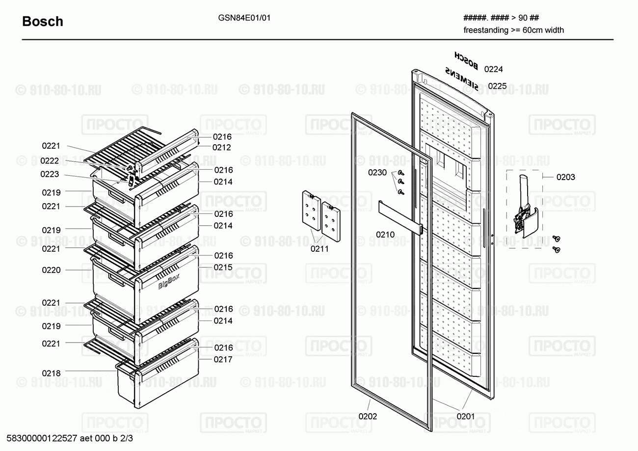 Холодильник Bosch GSN84E01/01 - взрыв-схема