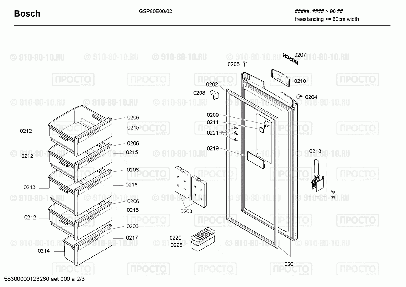 Холодильник Bosch GSP80E00/02 - взрыв-схема