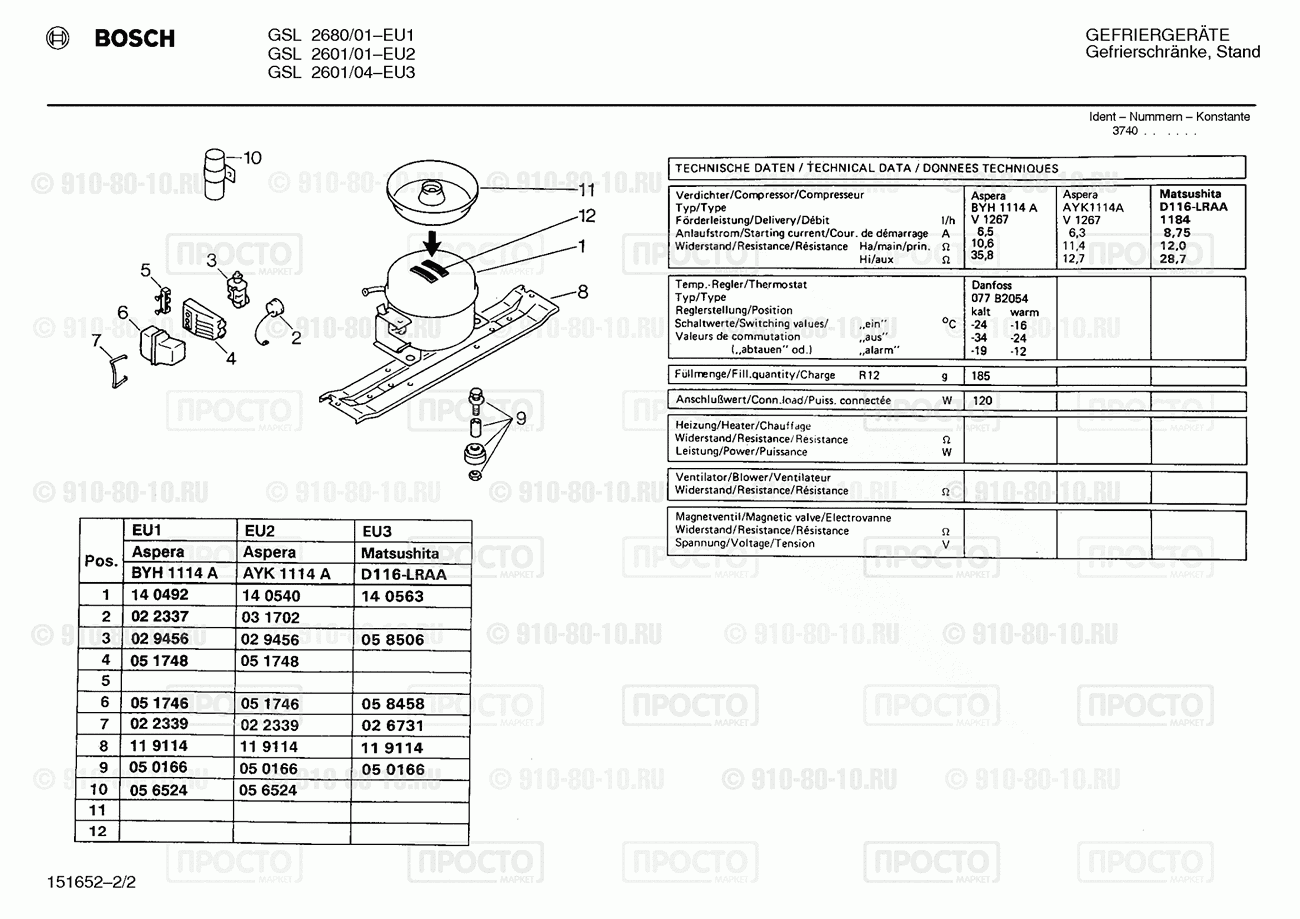 Холодильник Bosch GSS2601/04 - взрыв-схема