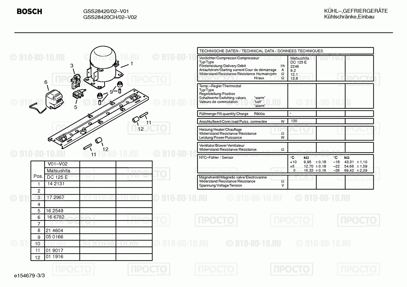 Холодильник Bosch GSS28420/02 - взрыв-схема