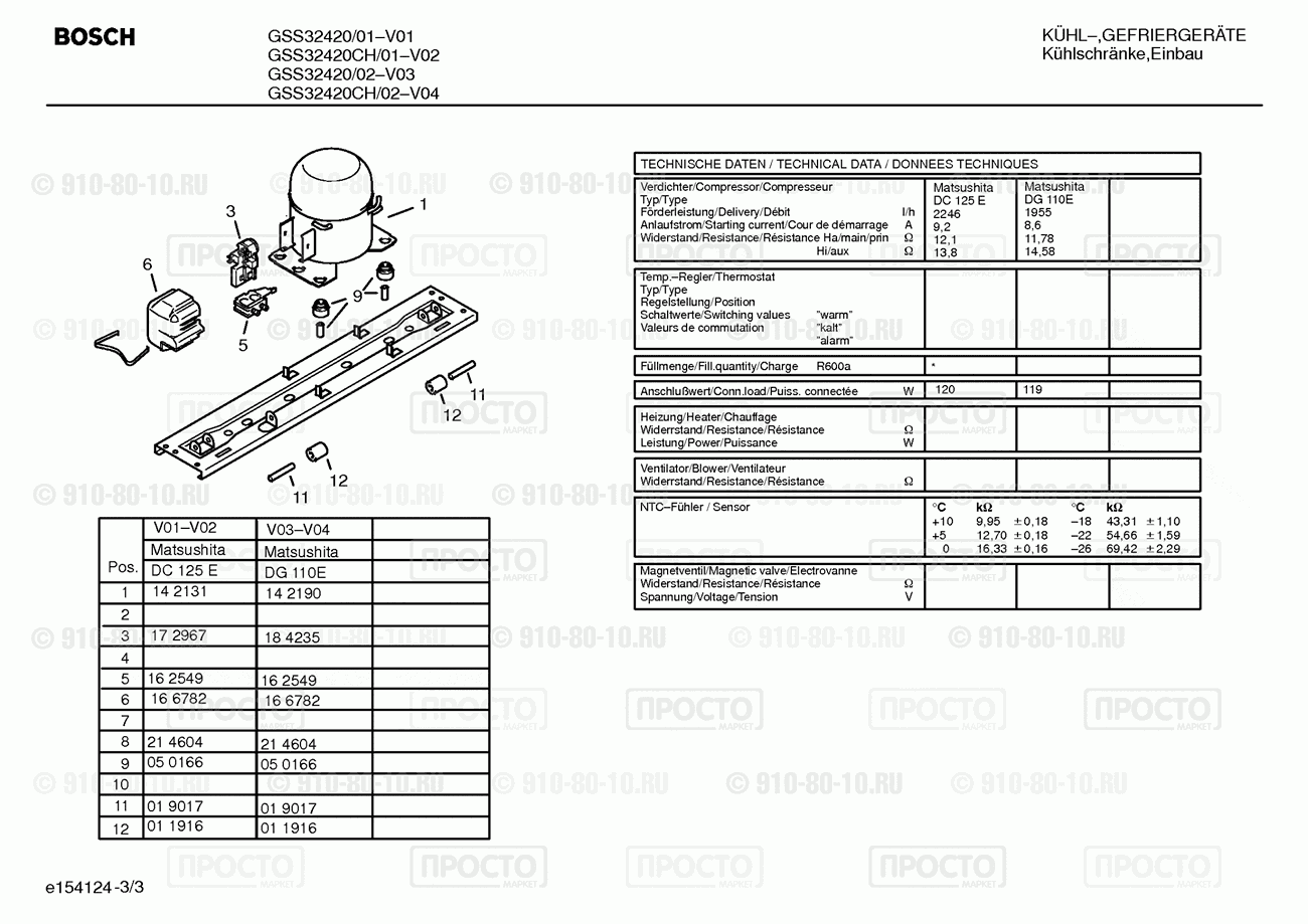 Холодильник Bosch GSS32420/01 - взрыв-схема