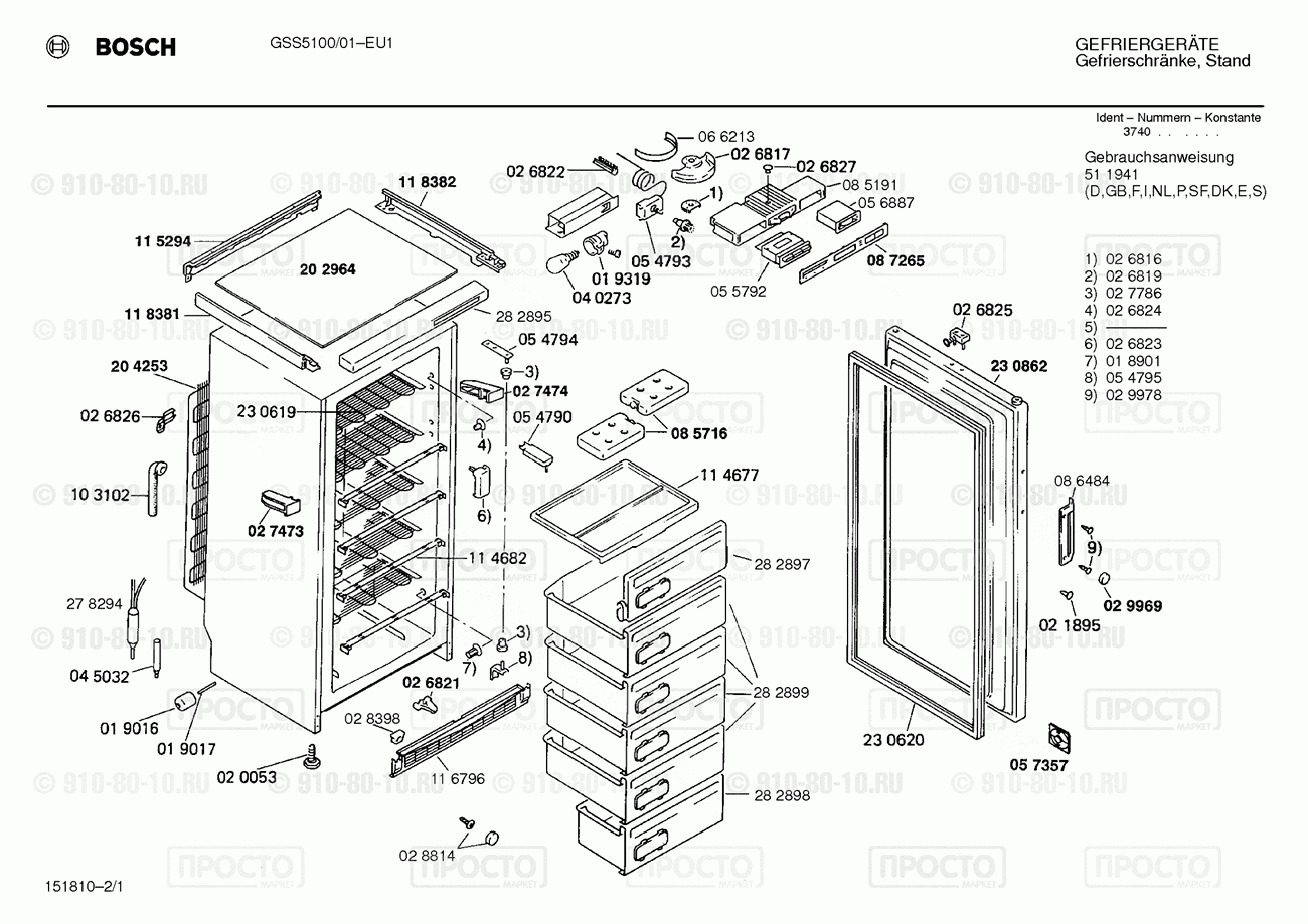 Холодильник Bosch GSS5100/01 - взрыв-схема