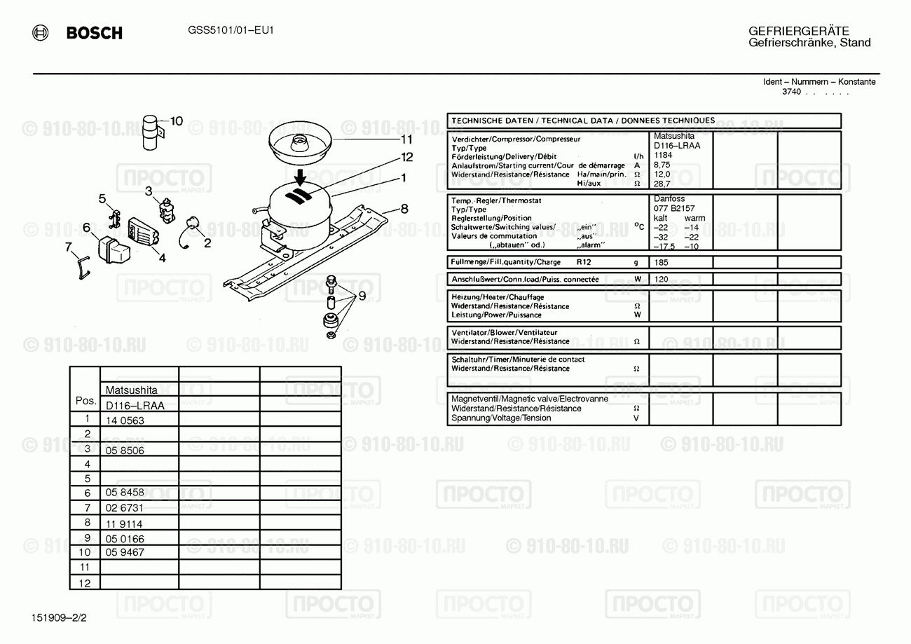 Холодильник Bosch GSS5101/01 - взрыв-схема