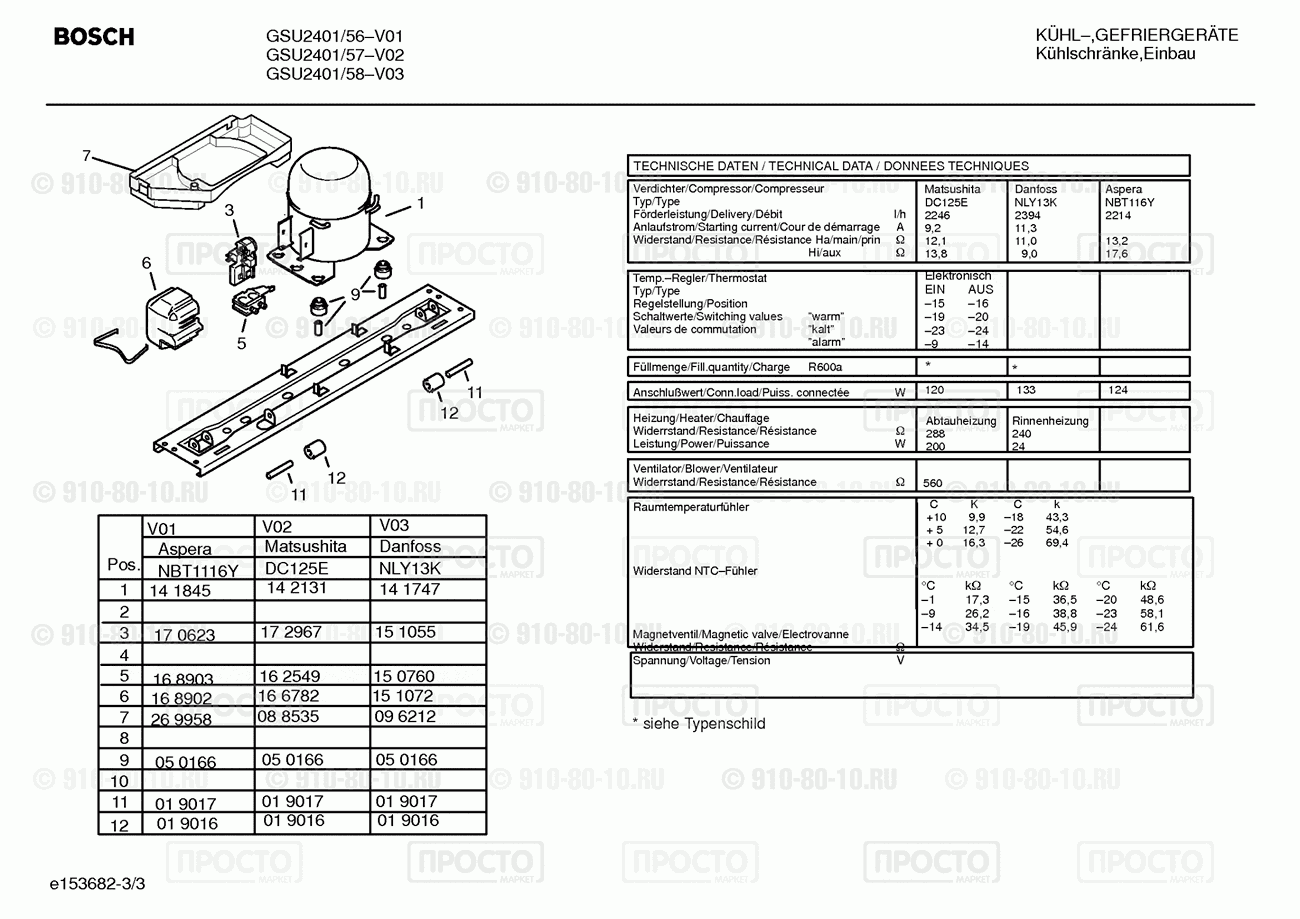 Холодильник Bosch GSU2401/56 - взрыв-схема
