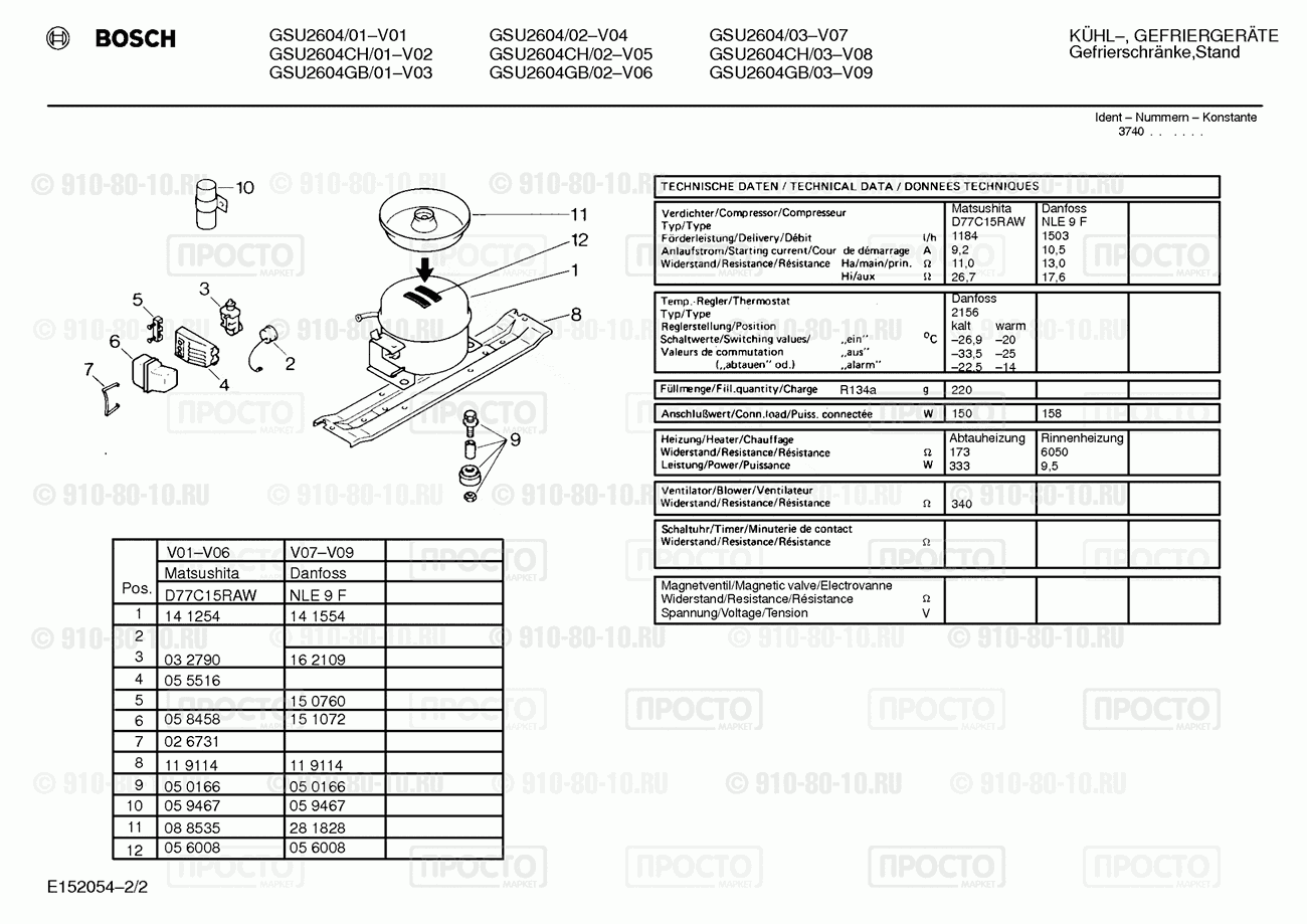Холодильник Bosch GSU2604/01 - взрыв-схема