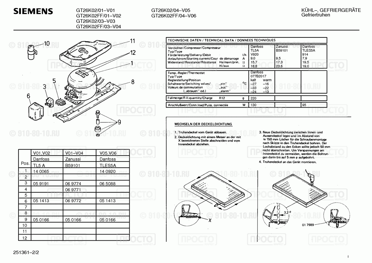 Холодильник Siemens GT26K02/01 - взрыв-схема