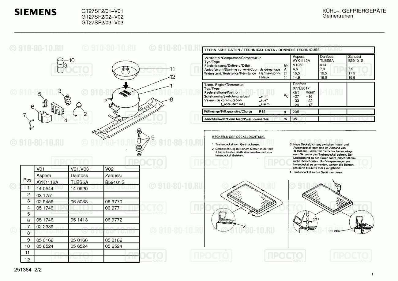Холодильник Siemens GT27SF2/01 - взрыв-схема
