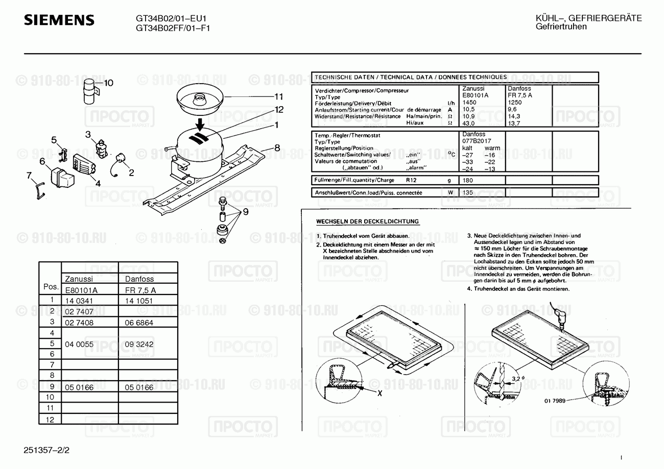 Холодильник Siemens GT34B02/01 - взрыв-схема