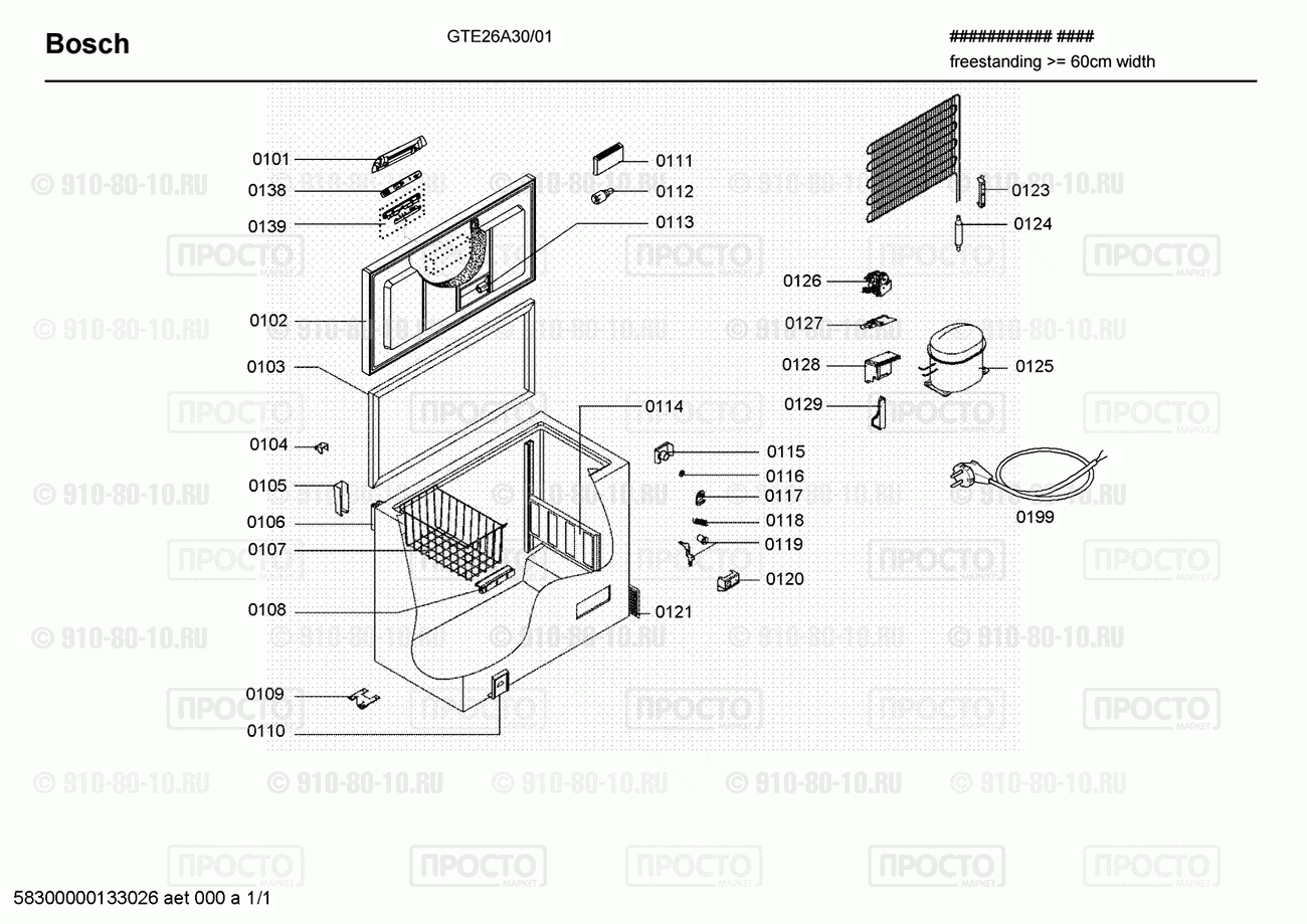 Холодильник Bosch GTE26A30/01 - взрыв-схема