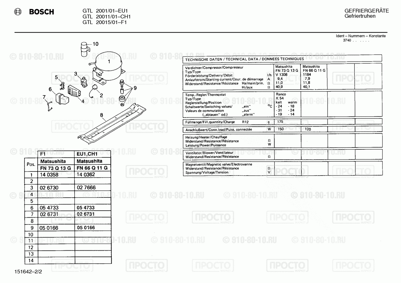 Холодильник Bosch GTL2001/01 - взрыв-схема