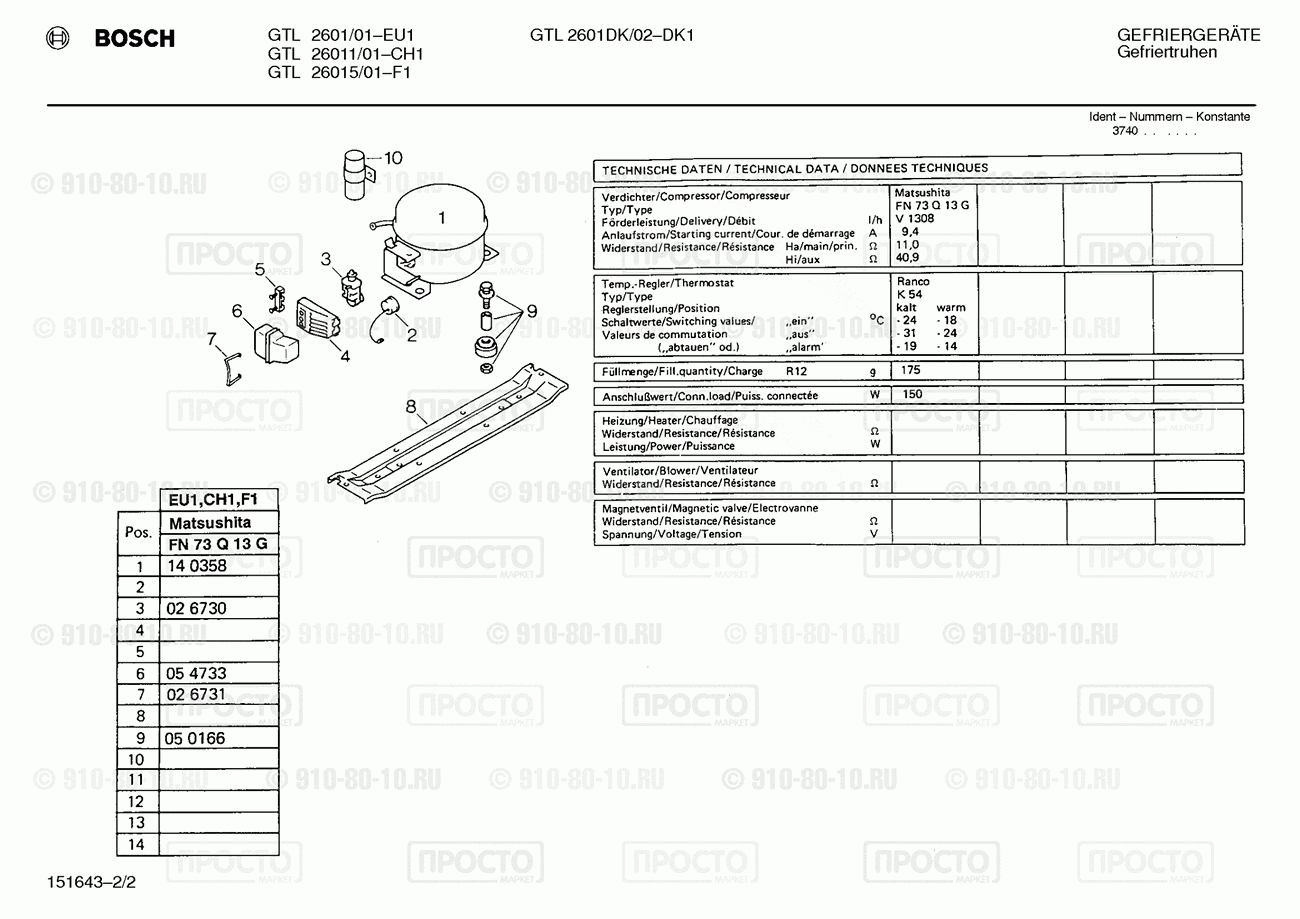 Холодильник Bosch GTL2601/01 - взрыв-схема