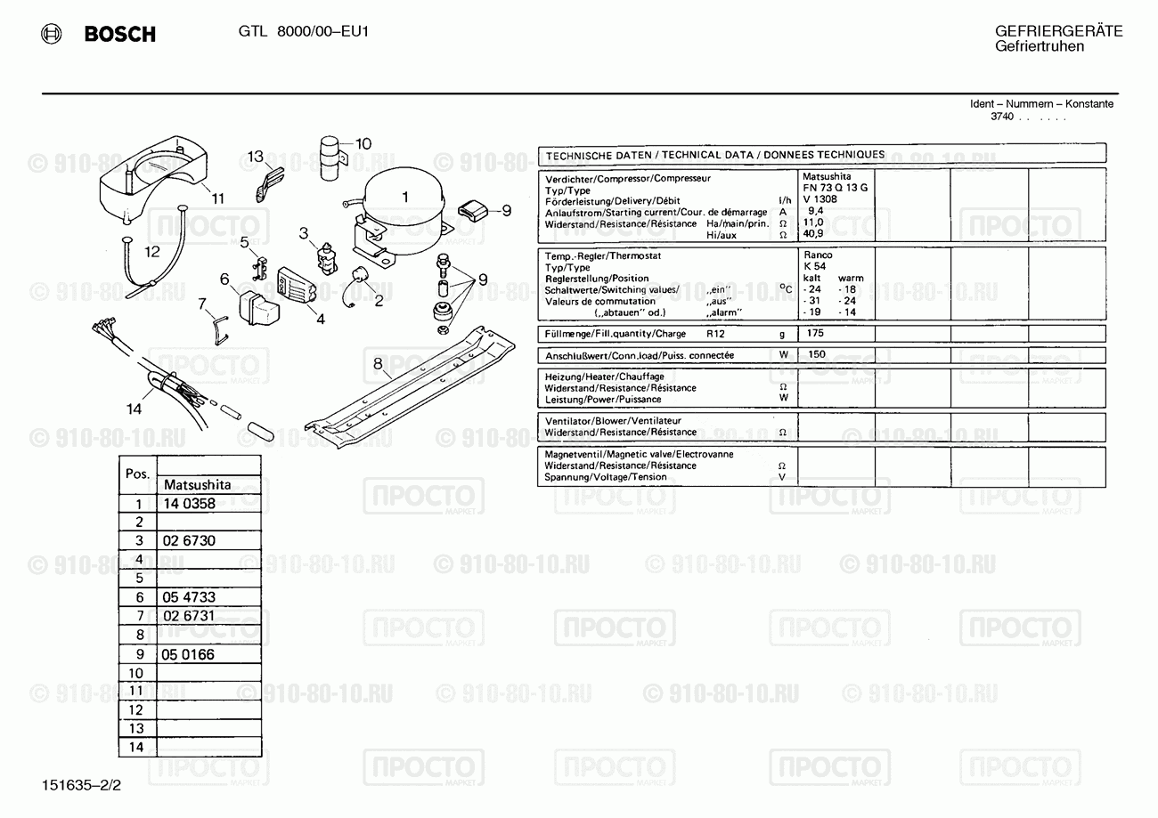 Холодильник Bosch GTL8000/00 - взрыв-схема