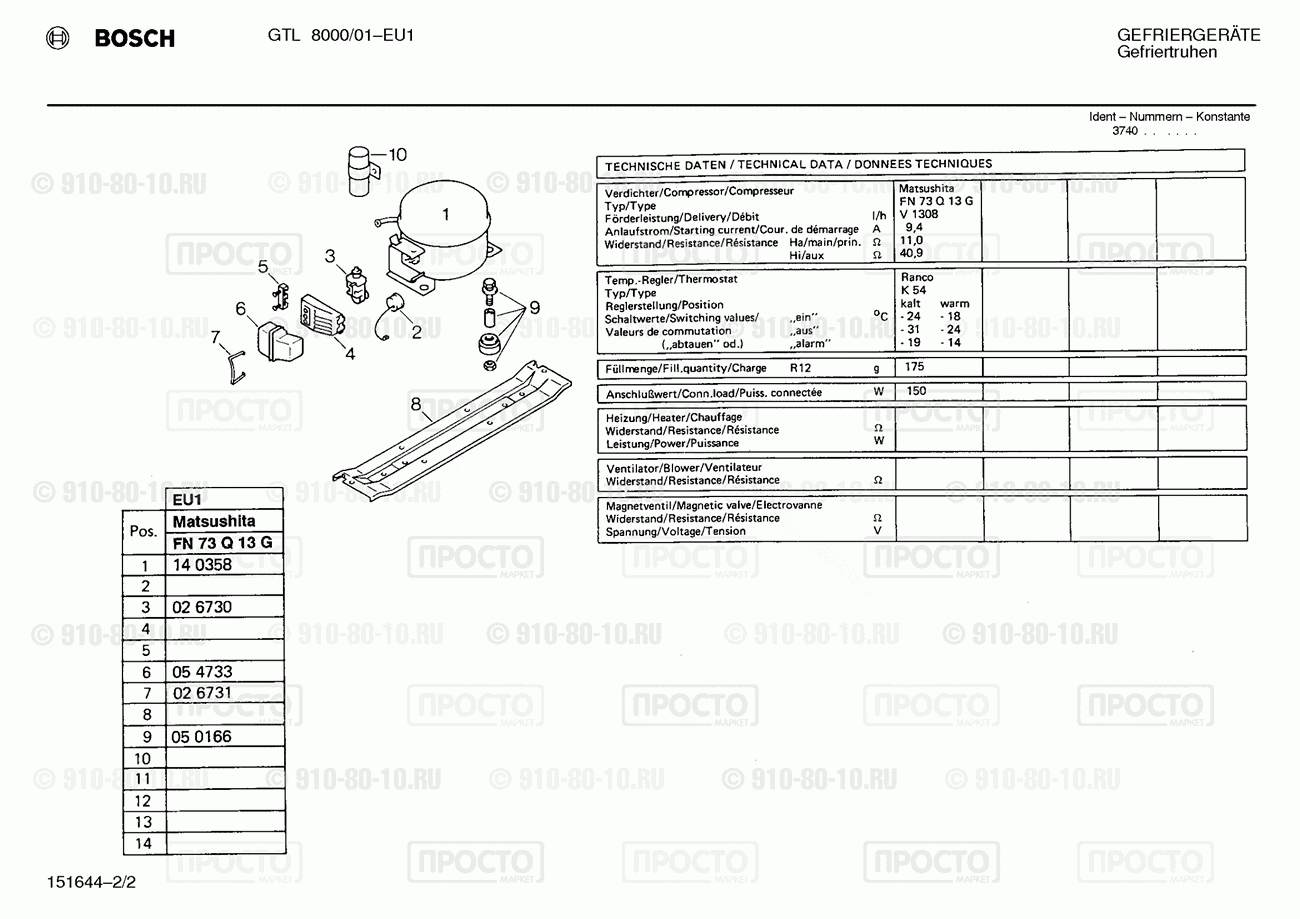Холодильник Bosch GTL8000/01 - взрыв-схема
