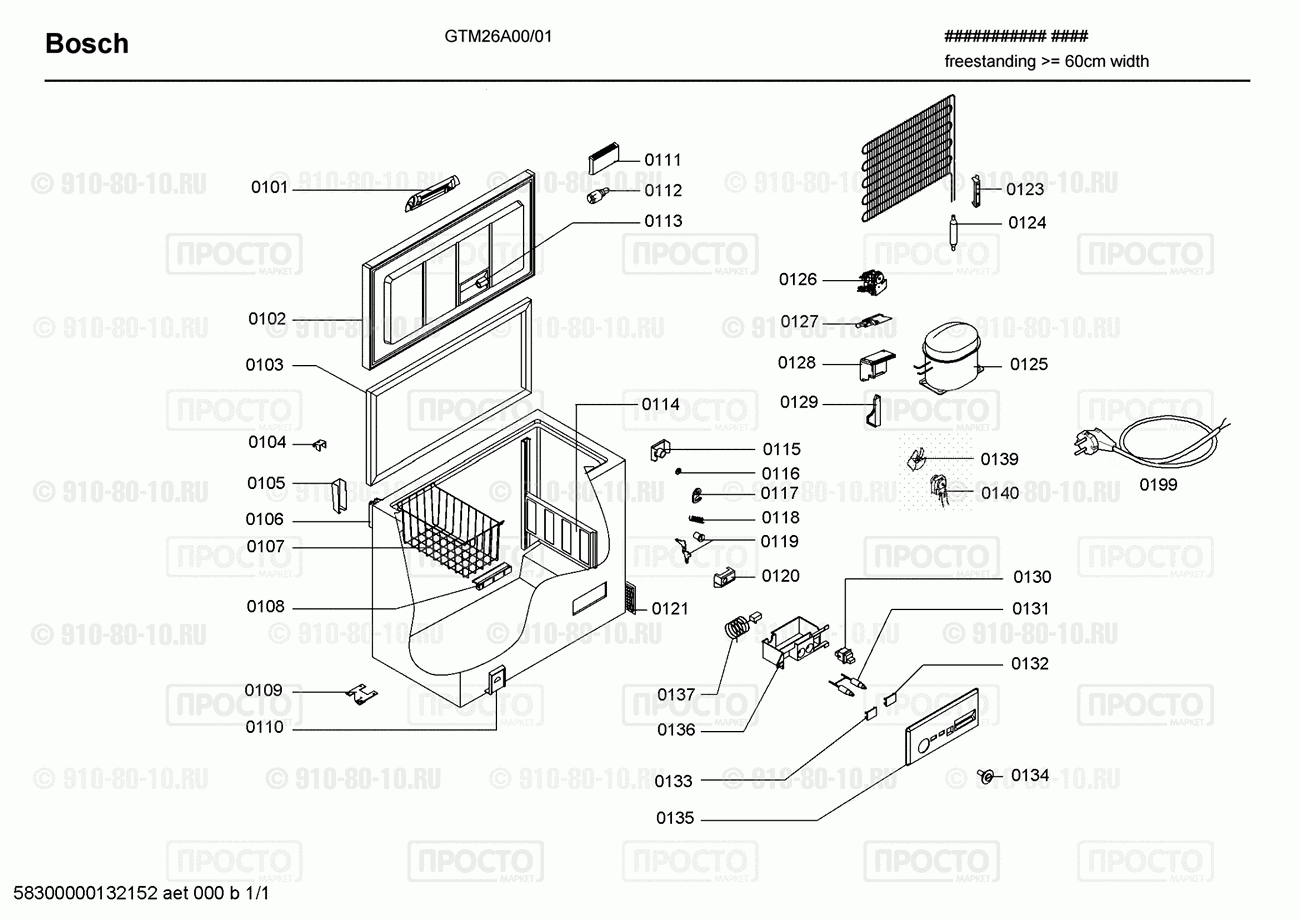 Холодильник Bosch GTM26A00/01 - взрыв-схема