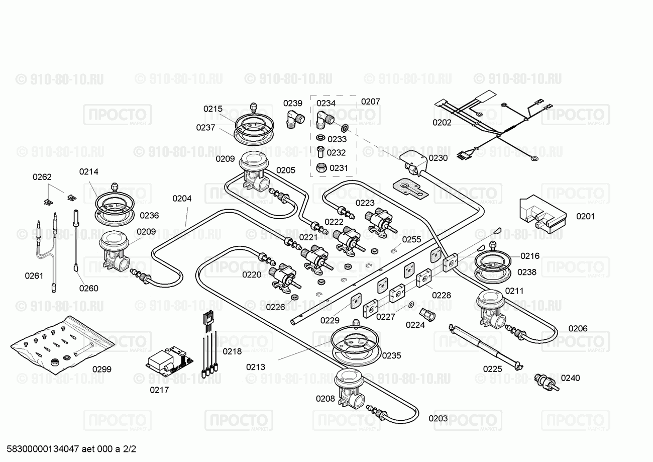 Варочная панель Bosch NGE675K11E/08 - взрыв-схема