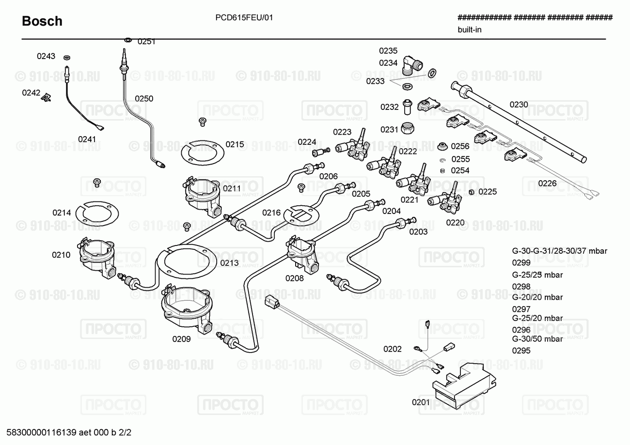 Варочная панель Bosch PCD615FEU/01 - взрыв-схема