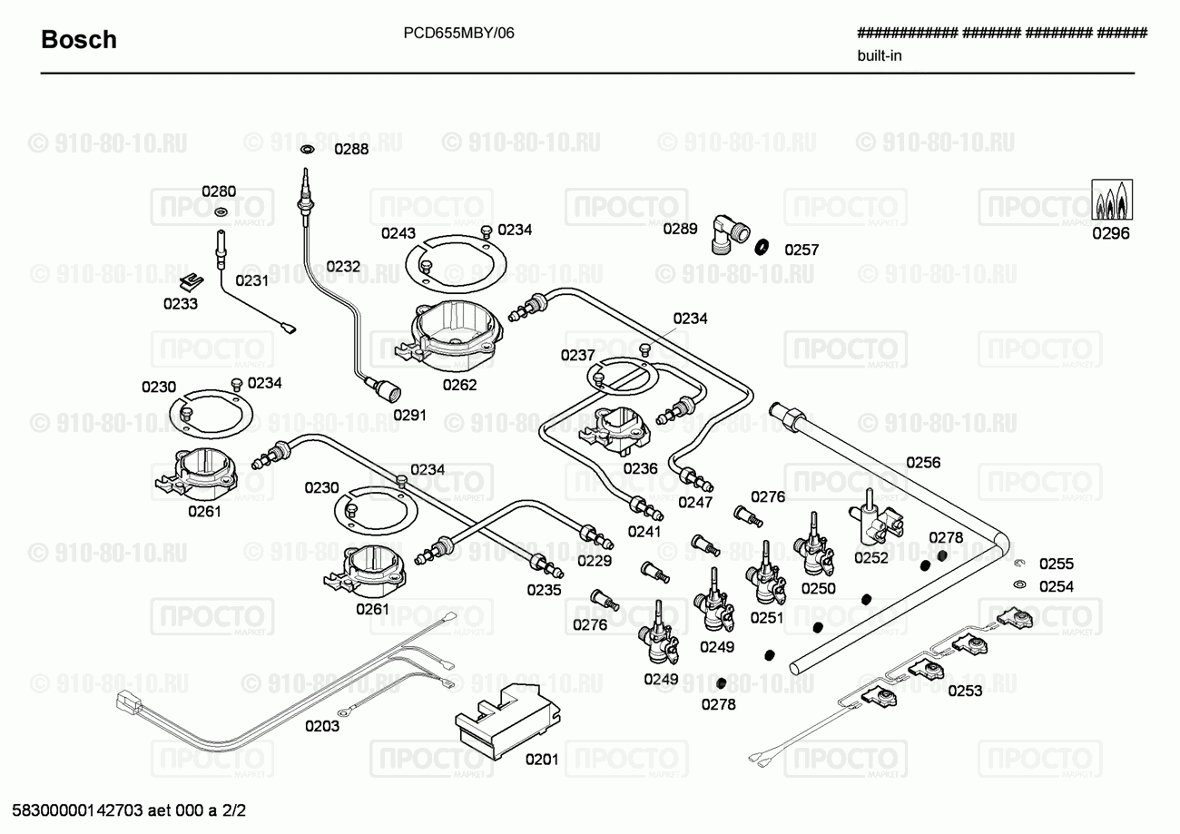 Варочная панель Bosch PCD655MBY/06 - взрыв-схема