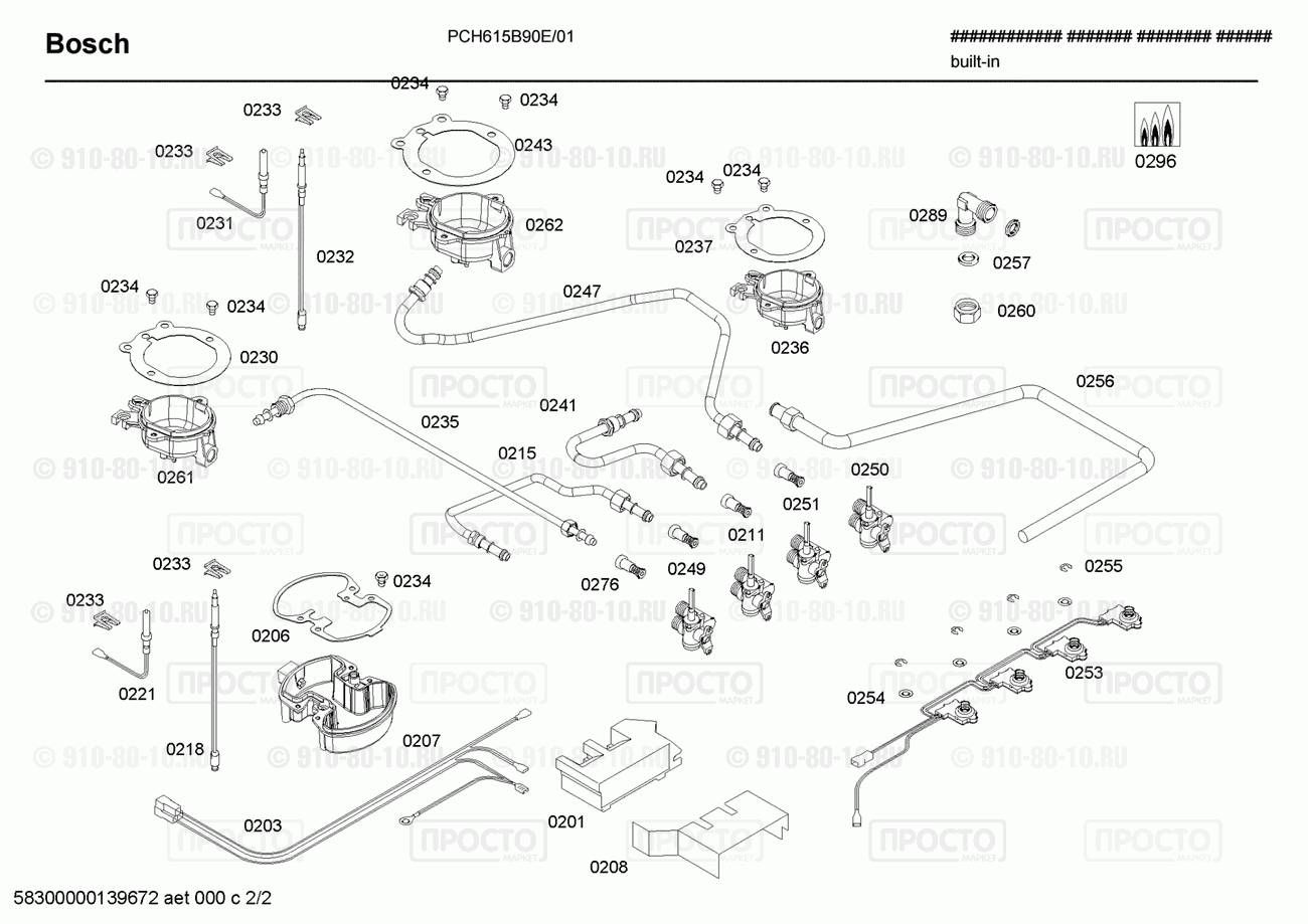 Варочная панель Bosch PCH615B90E/01 - взрыв-схема