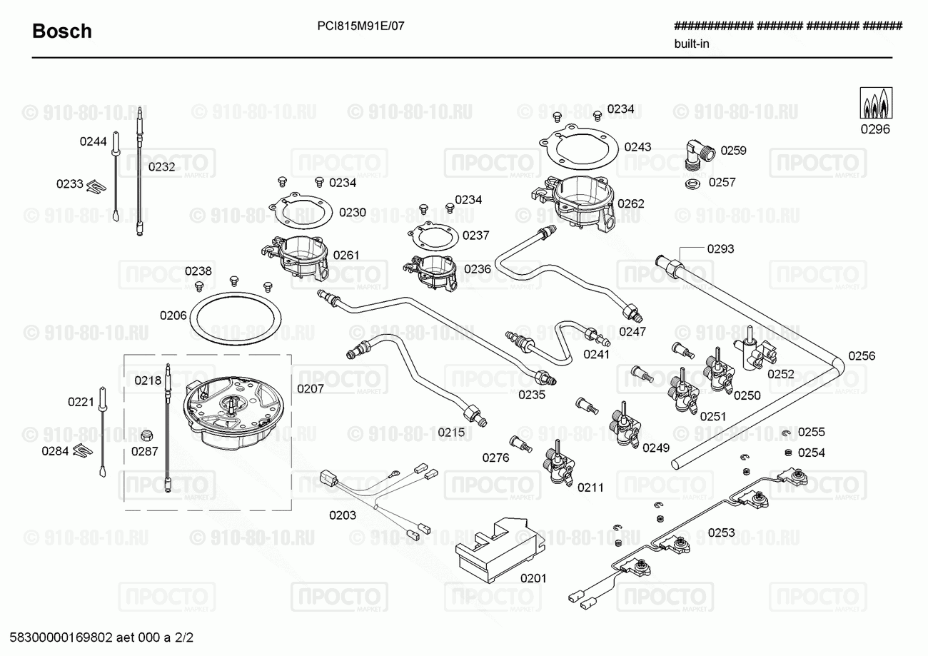 Варочная панель Bosch PCI815M91E/07 - взрыв-схема