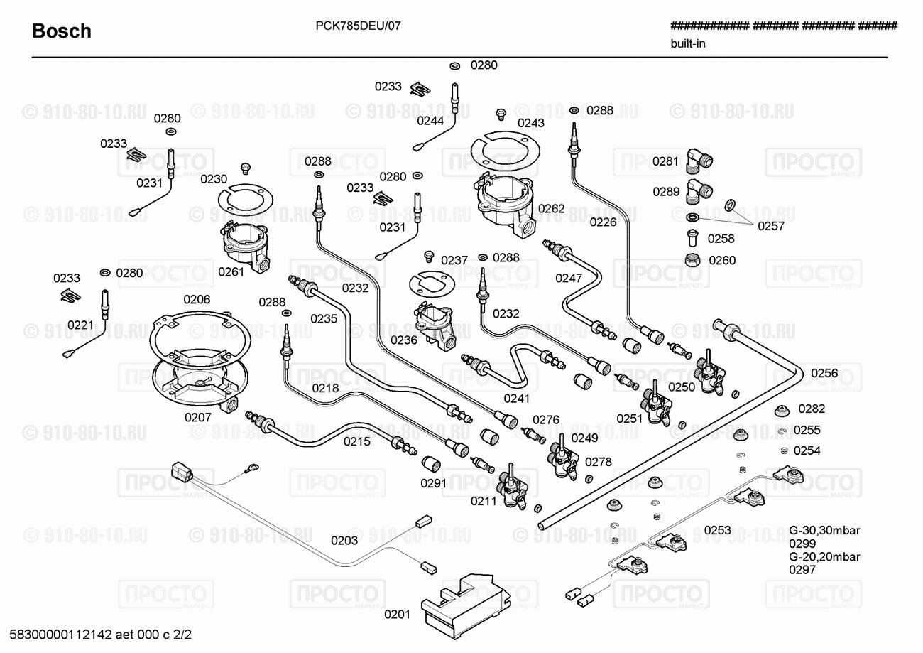 Варочная панель Bosch PCK785DEU/07 - взрыв-схема