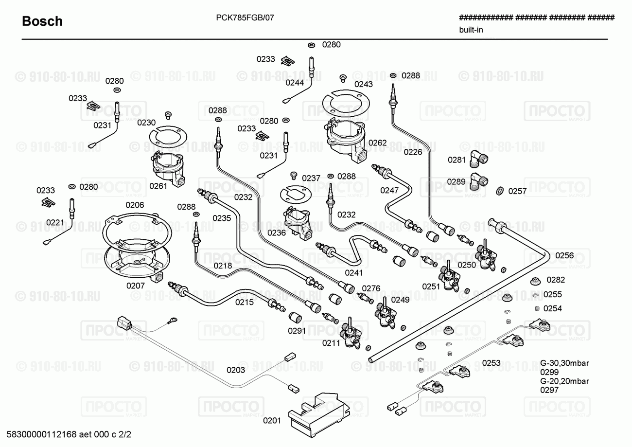 Варочная панель Bosch PCK785FGB/07 - взрыв-схема