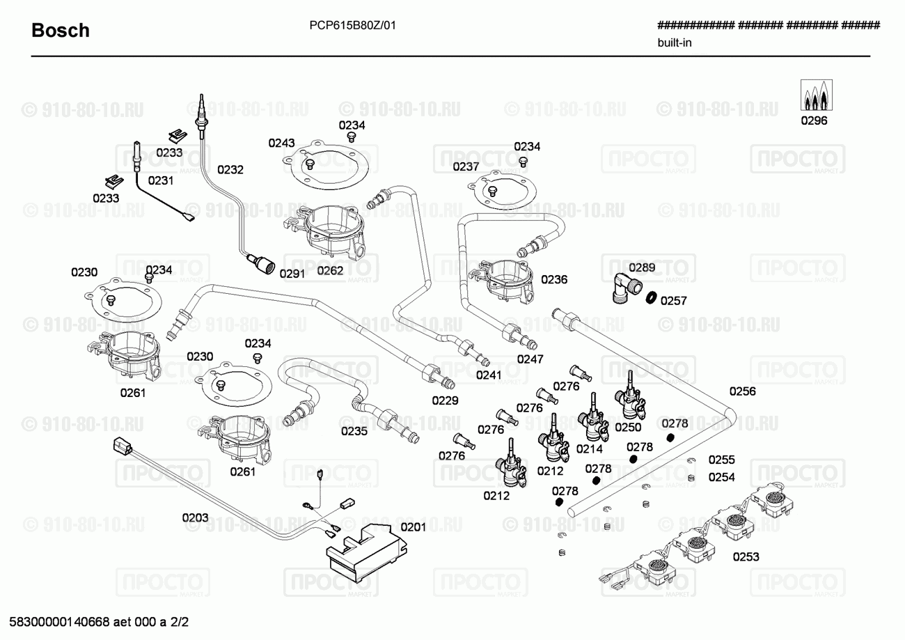 Варочная панель Bosch PCP615B80Z/01 - взрыв-схема