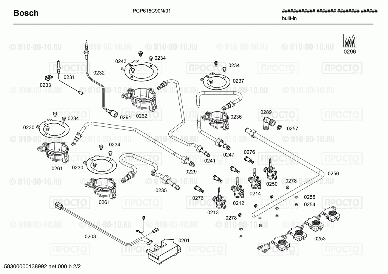 Варочная панель Bosch PCP615C90N/01 - взрыв-схема