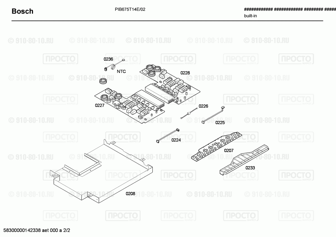Варочная панель Bosch PIB675T14E/02 - взрыв-схема