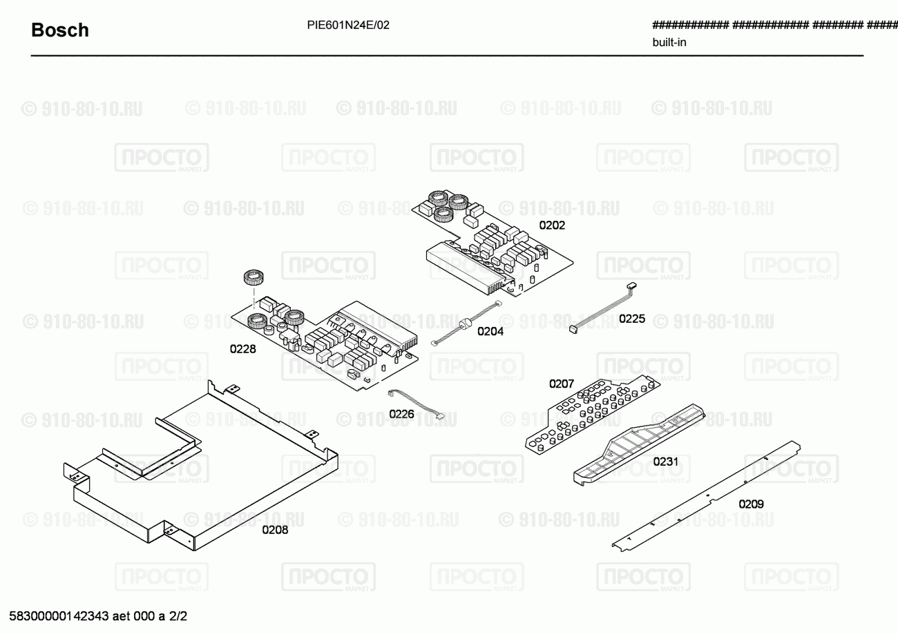Варочная панель Bosch PIE601N24E/02 - взрыв-схема