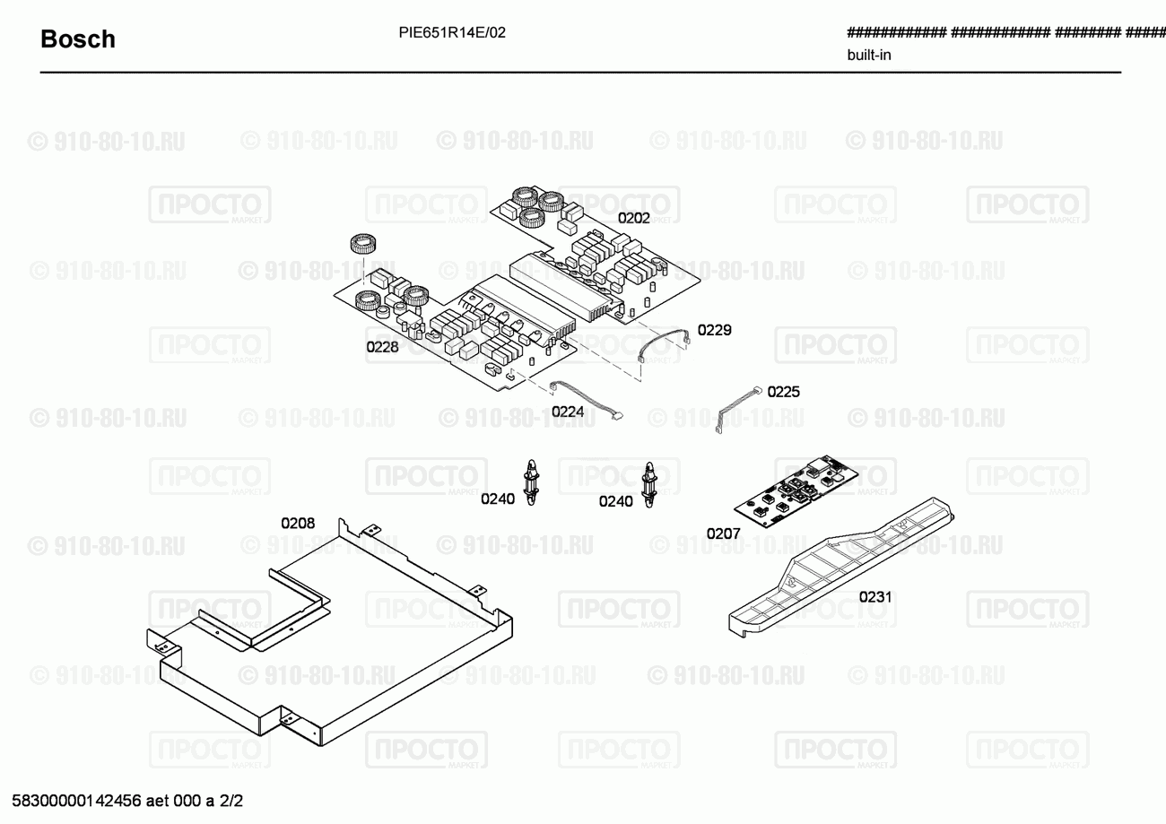 Варочная панель Bosch PIE651R14E/02 - взрыв-схема