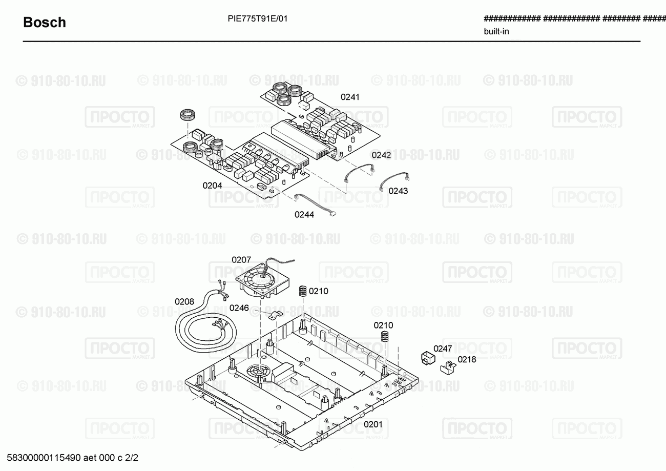Варочная панель Bosch PIE775T91E/01 - взрыв-схема