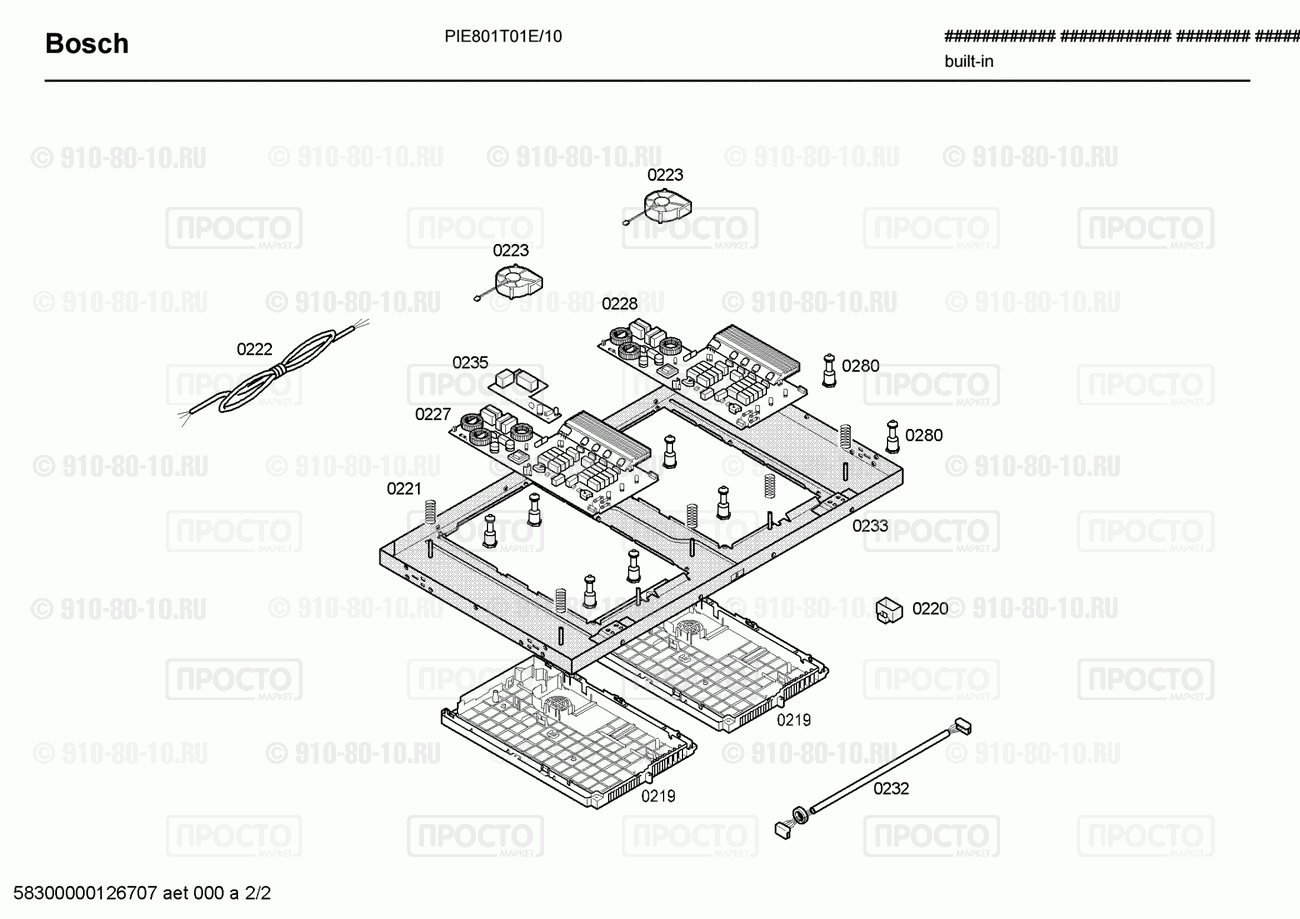 Варочная панель Bosch PIE801T01E/10 - взрыв-схема