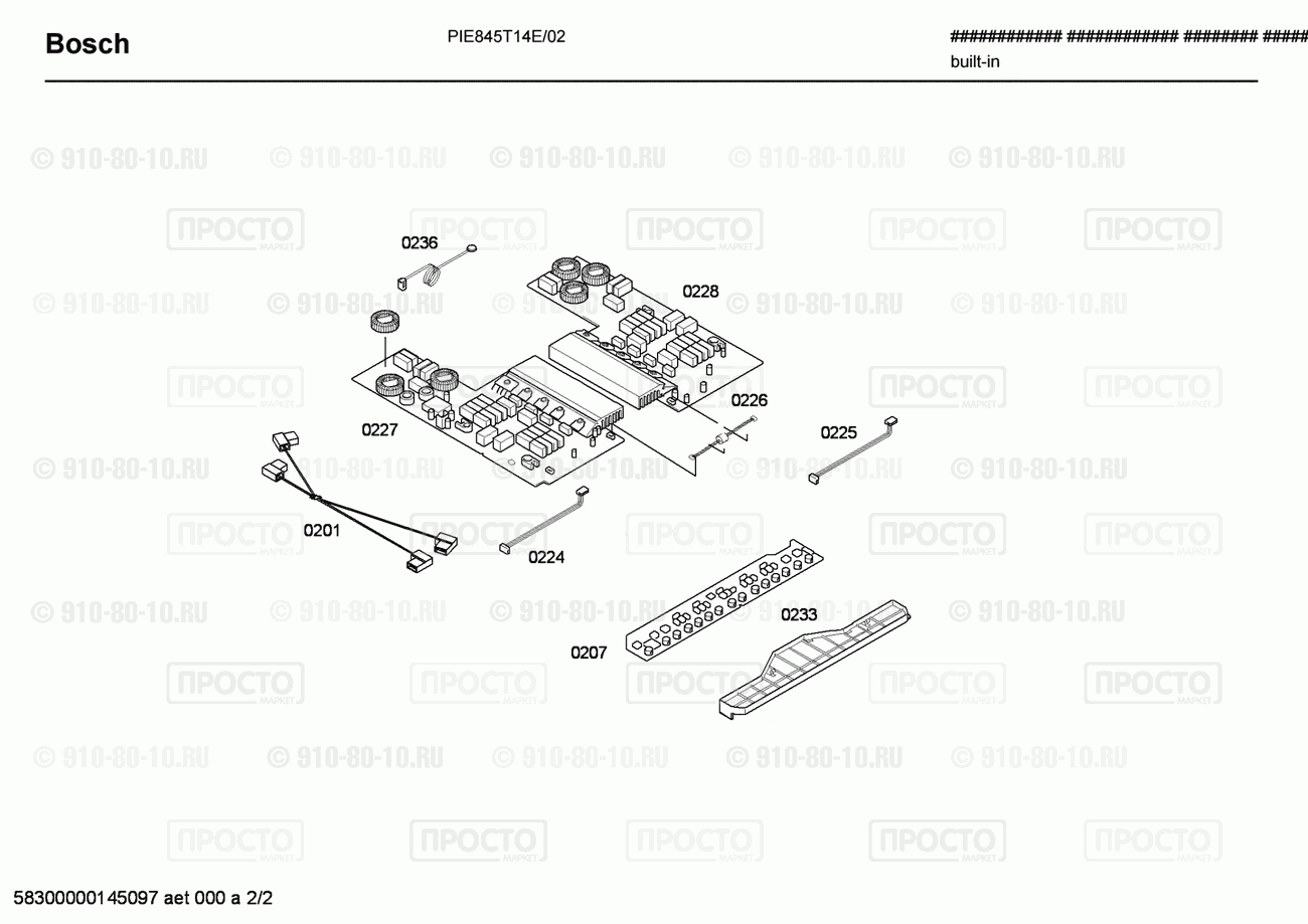 Варочная панель Bosch PIE845T14E/02 - взрыв-схема
