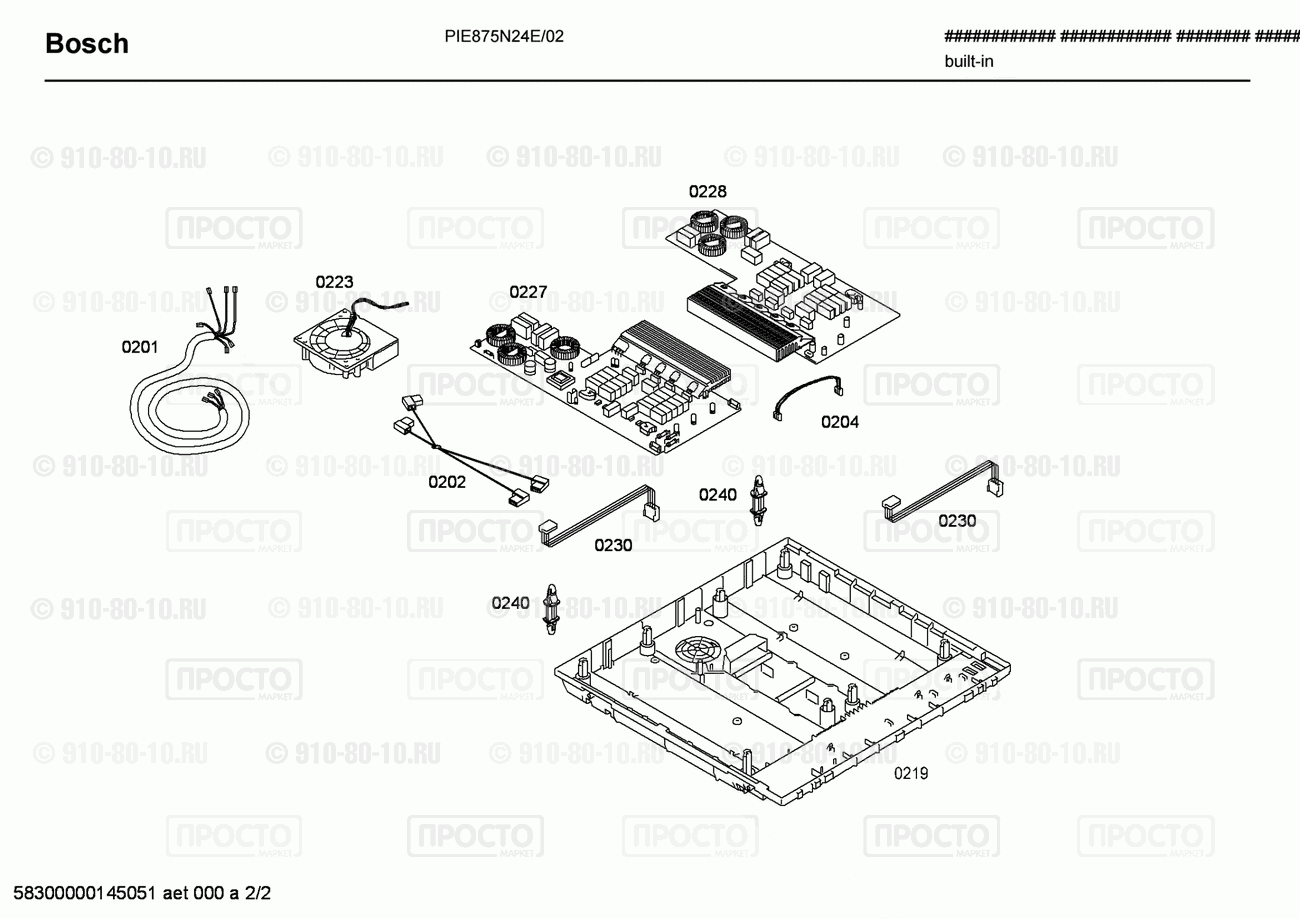 Варочная панель Bosch PIE875N24E/02 - взрыв-схема