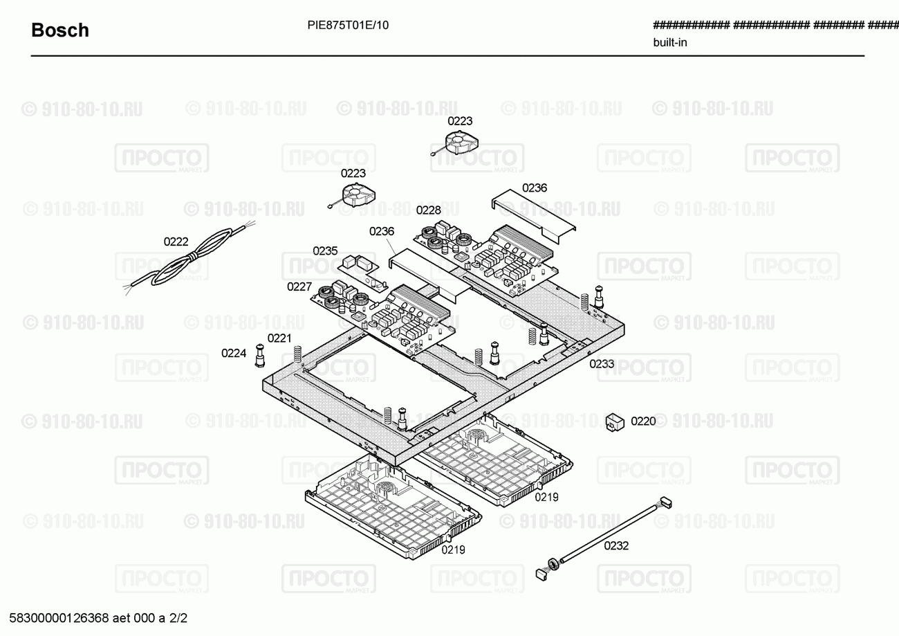 Варочная панель Bosch PIE875T01E/10 - взрыв-схема