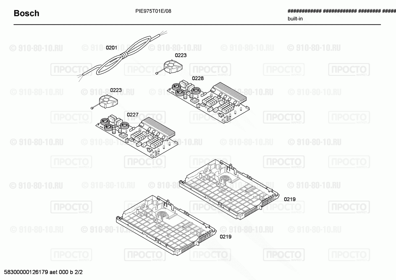 Варочная панель Bosch PIE975T01E/08 - взрыв-схема