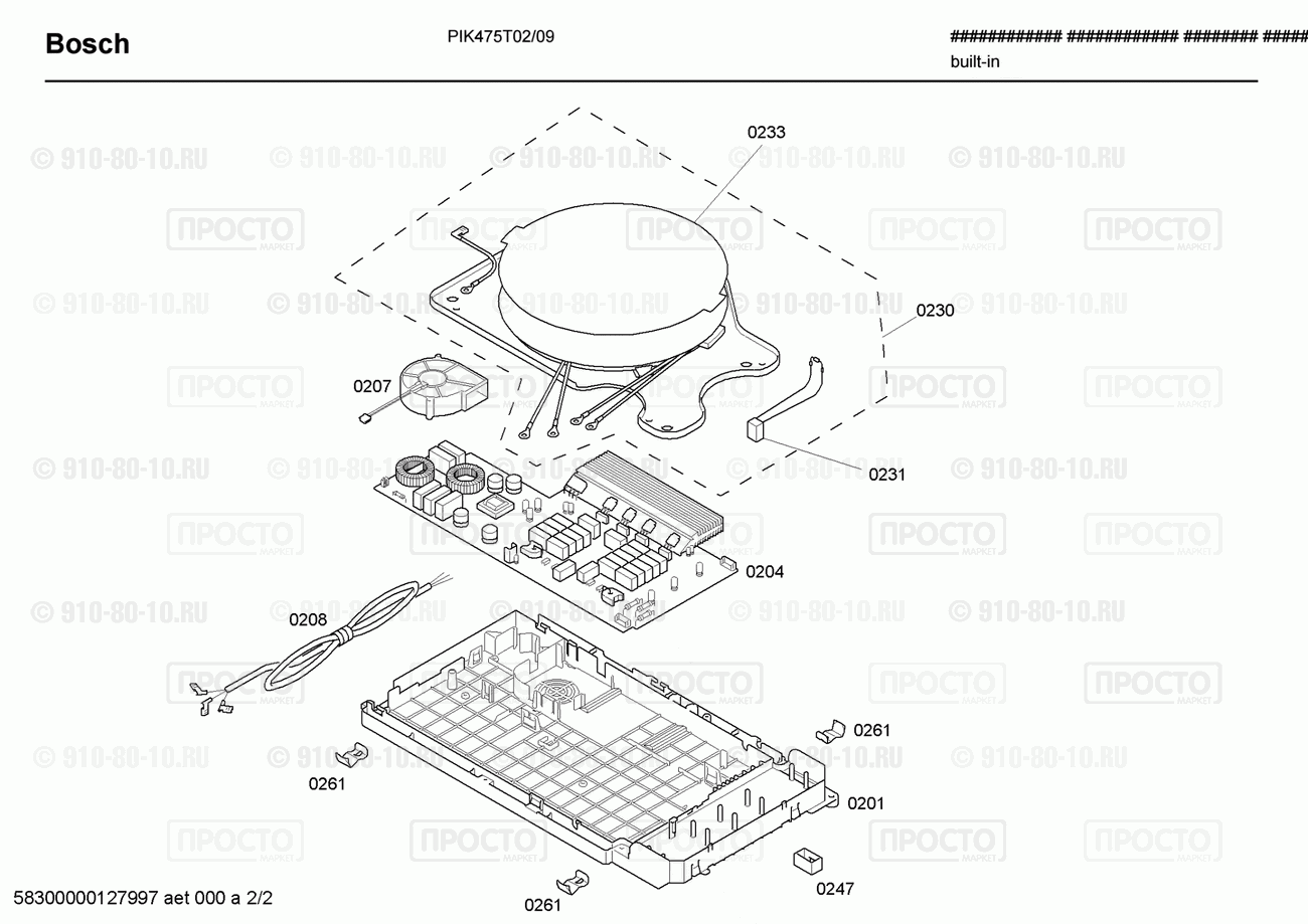 Варочная панель Bosch PIK475T02/09 - взрыв-схема
