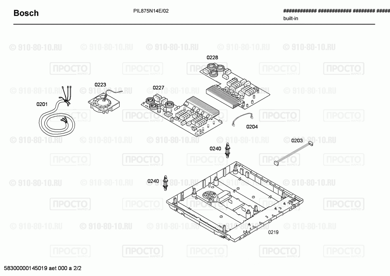 Варочная панель Bosch PIL875N14E/02 - взрыв-схема