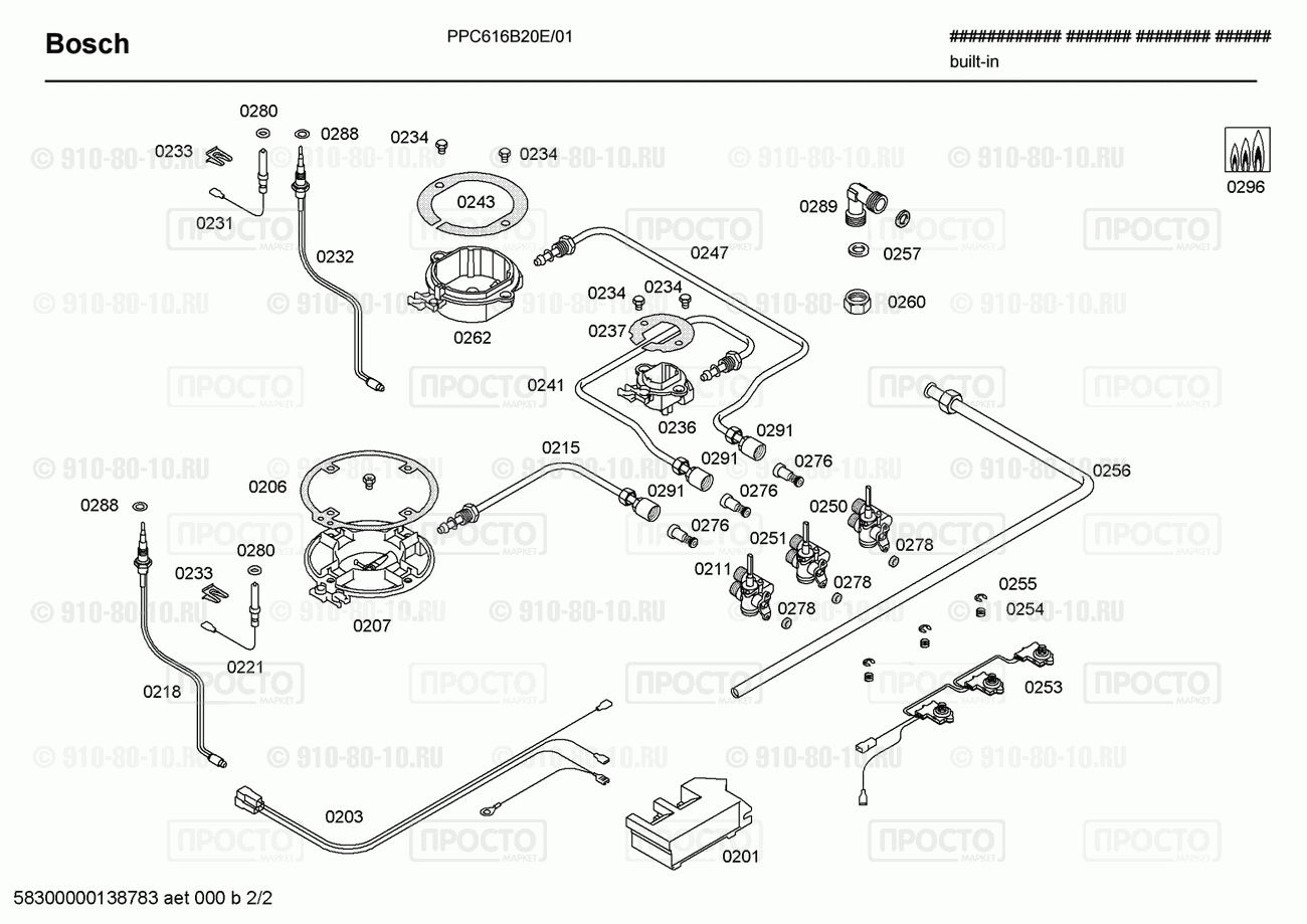 Варочная панель Bosch PPC616B20E/01 - взрыв-схема