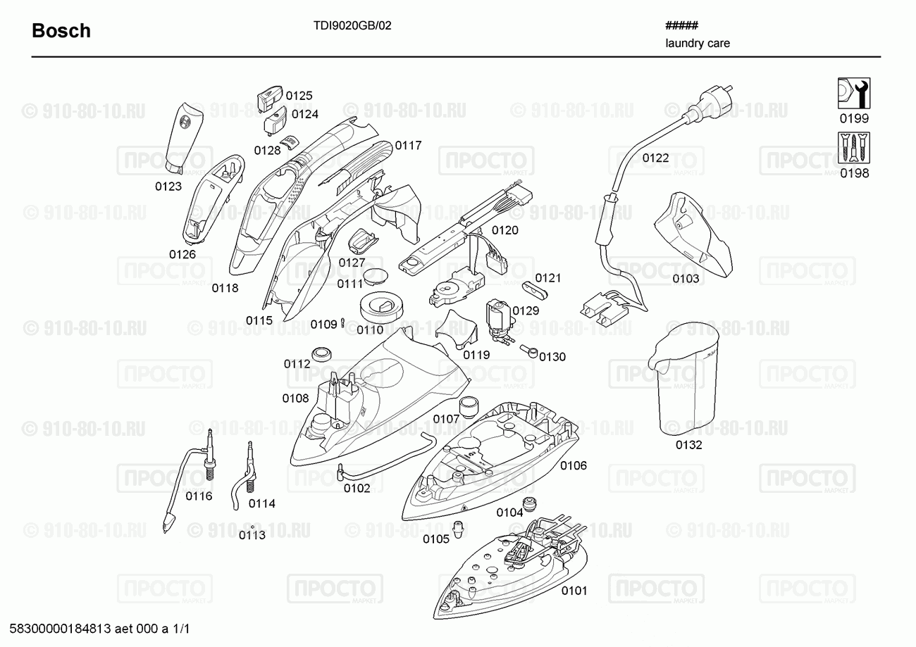 Утюг Bosch TDI9020GB/02 - взрыв-схема