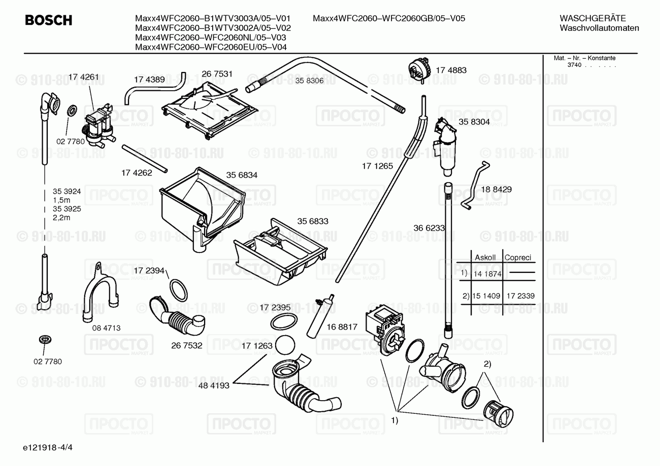 Стиральная машина Bosch B1WTV3002A/05 - взрыв-схема