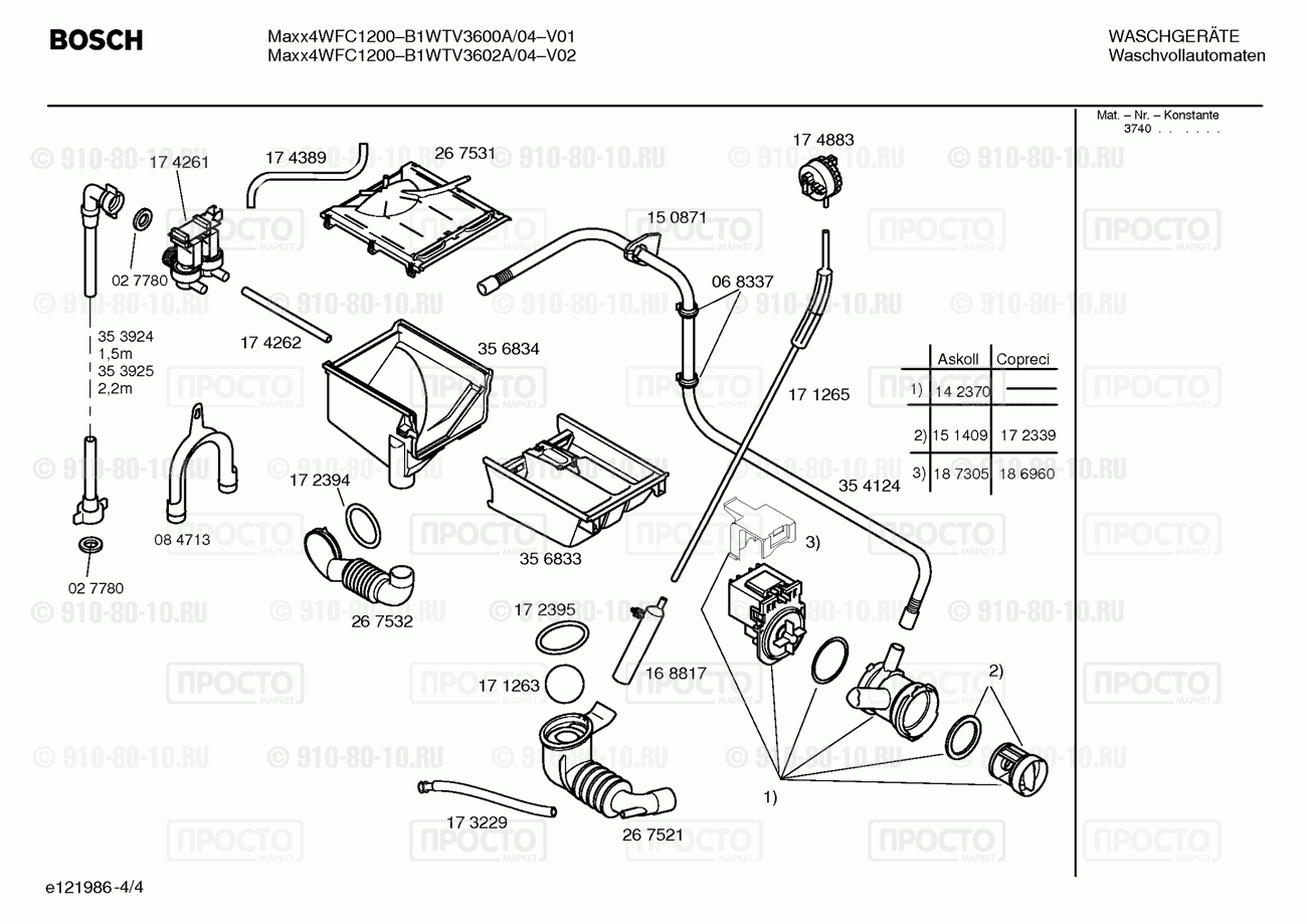 Стиральная машина Bosch B1WTV3600A/04 - взрыв-схема