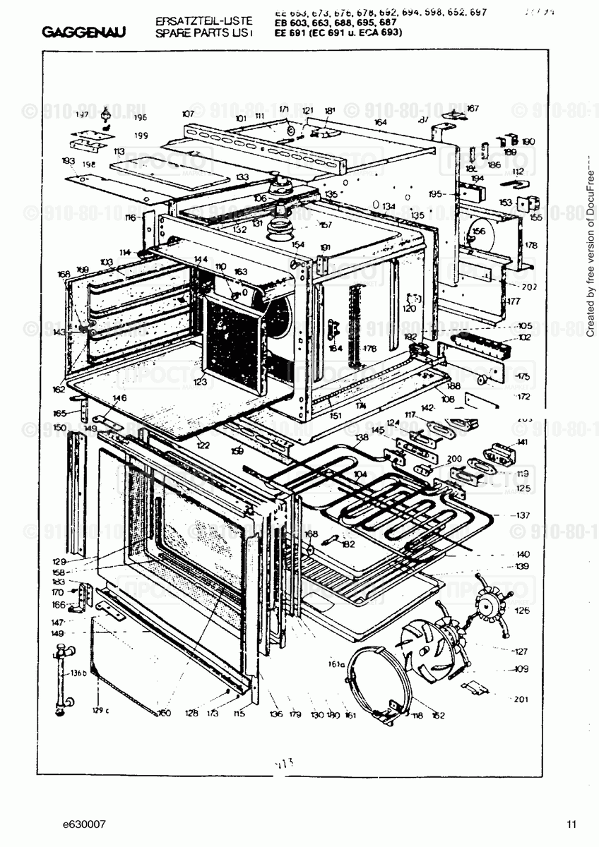 Духовой шкаф Gaggenau EE691124(00) - взрыв-схема